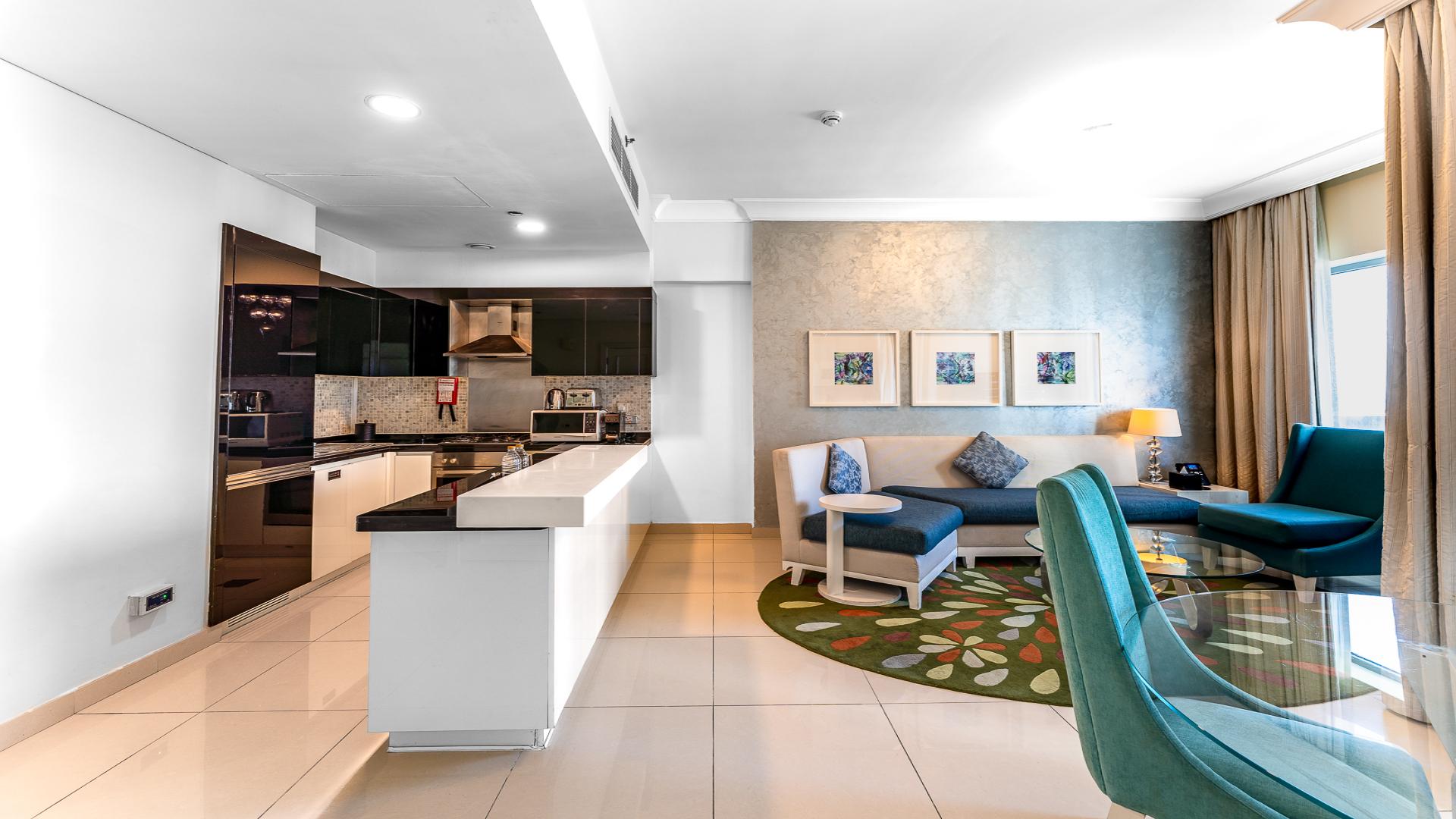 Balcony view from furnished apartment near Dubai Mall, Downtown Dubai, overlooking city skyline