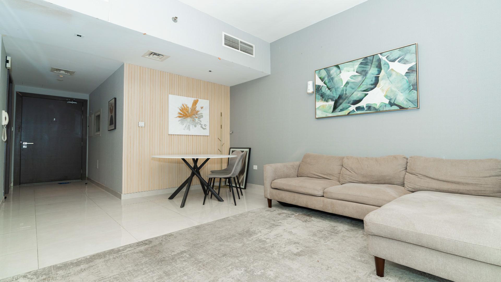 Fully furnished living area in one-bedroom apartment, AG Tower, Business Bay, for sale