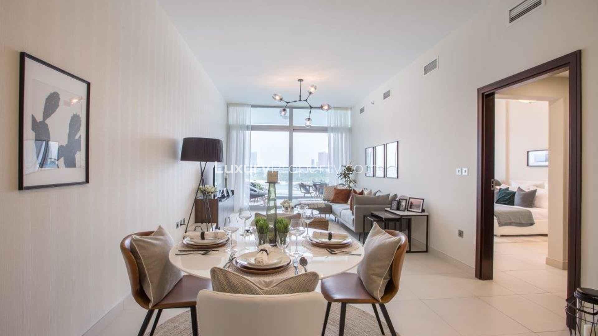 Modern living room in 1-bedroom apartment, Azure Residences, Palm Jumeirah, for sale
