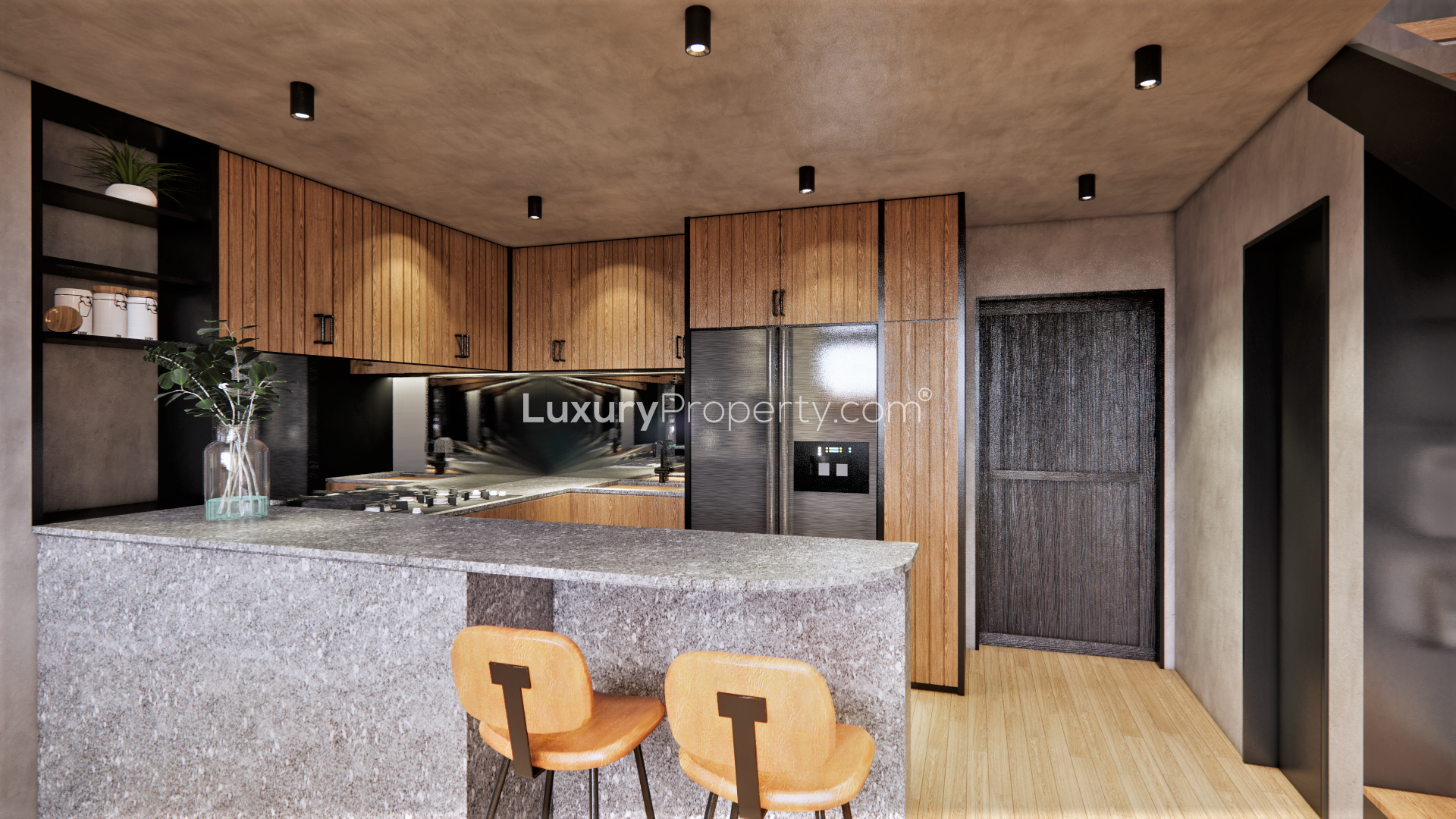 Modern kitchen in furnished 1-bedroom loft apartment, Secana Beach Town, Bali