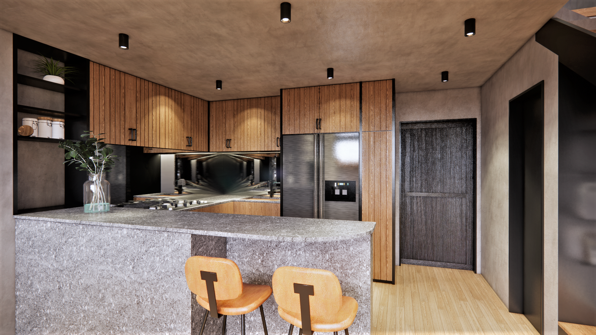 Modern kitchen in furnished 1-bedroom loft apartment, Secana Beach Town, Bali