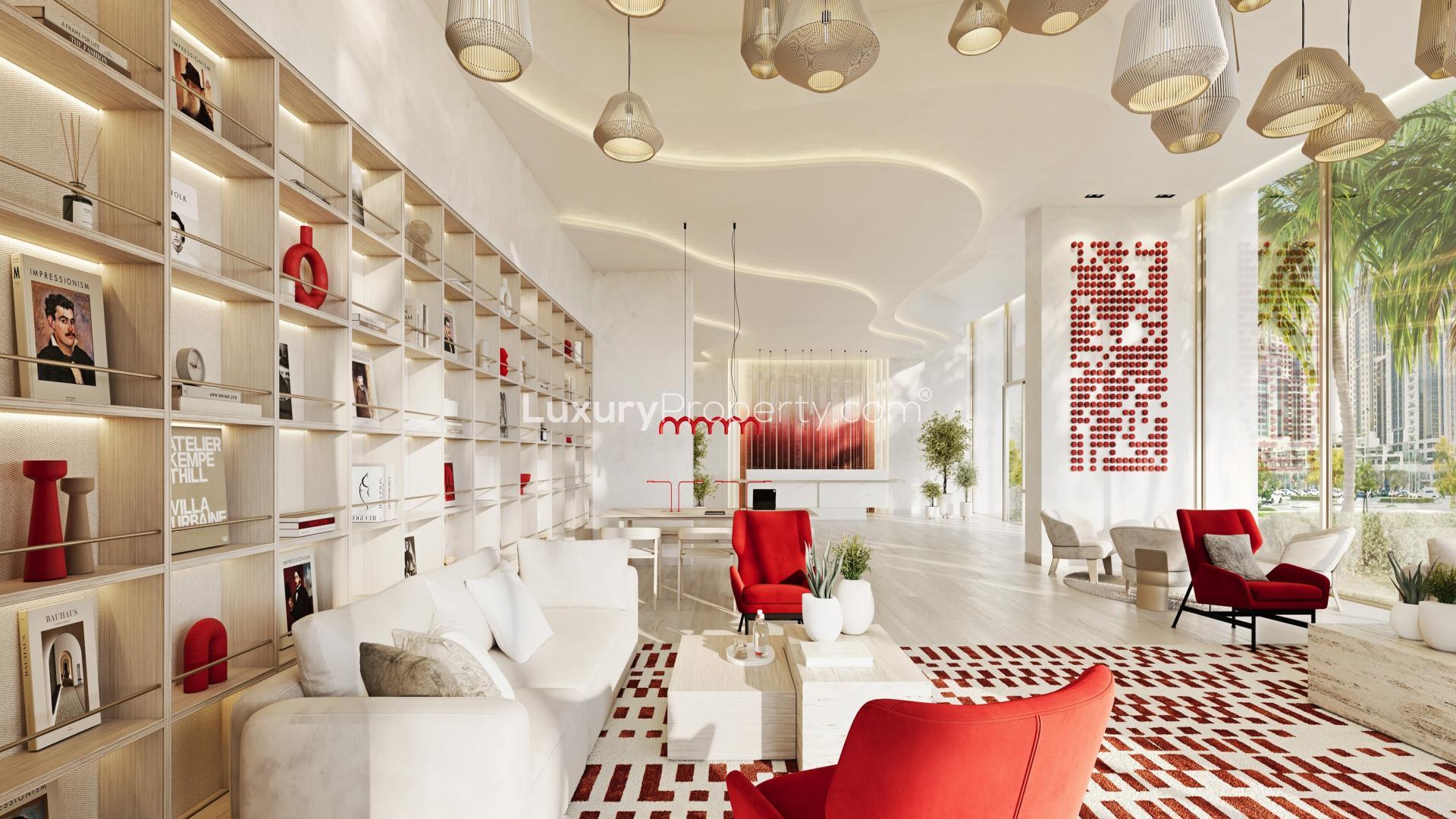 Luxurious living room in Rosso Bay Residences, Al Marjan Island apartment for sale