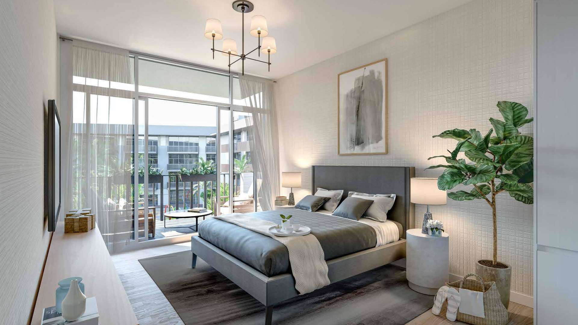 Modern kitchen and dining area in Belgravia III, Jumeirah Village Circle apartment for sale