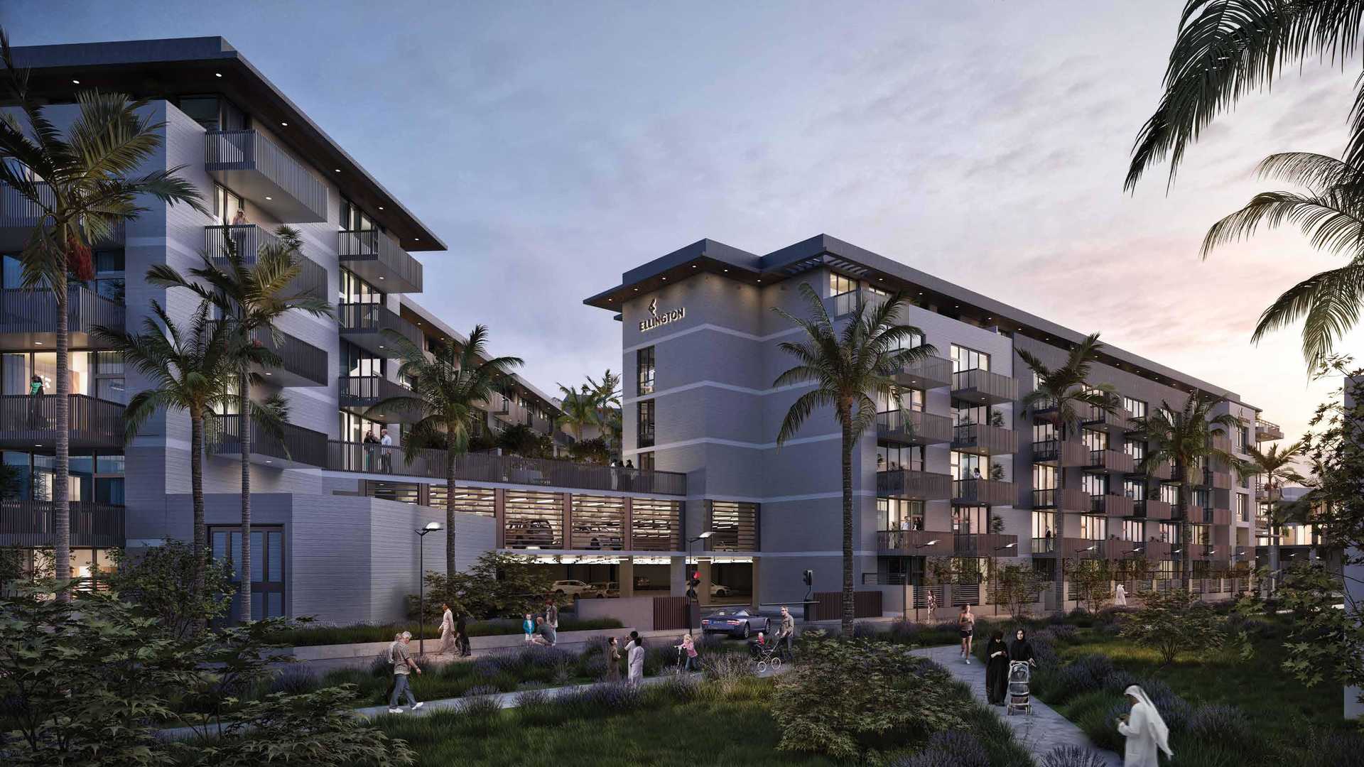 Modern lobby of Belgravia 3 apartment in Jumeirah Village Circle, featuring stylish decor