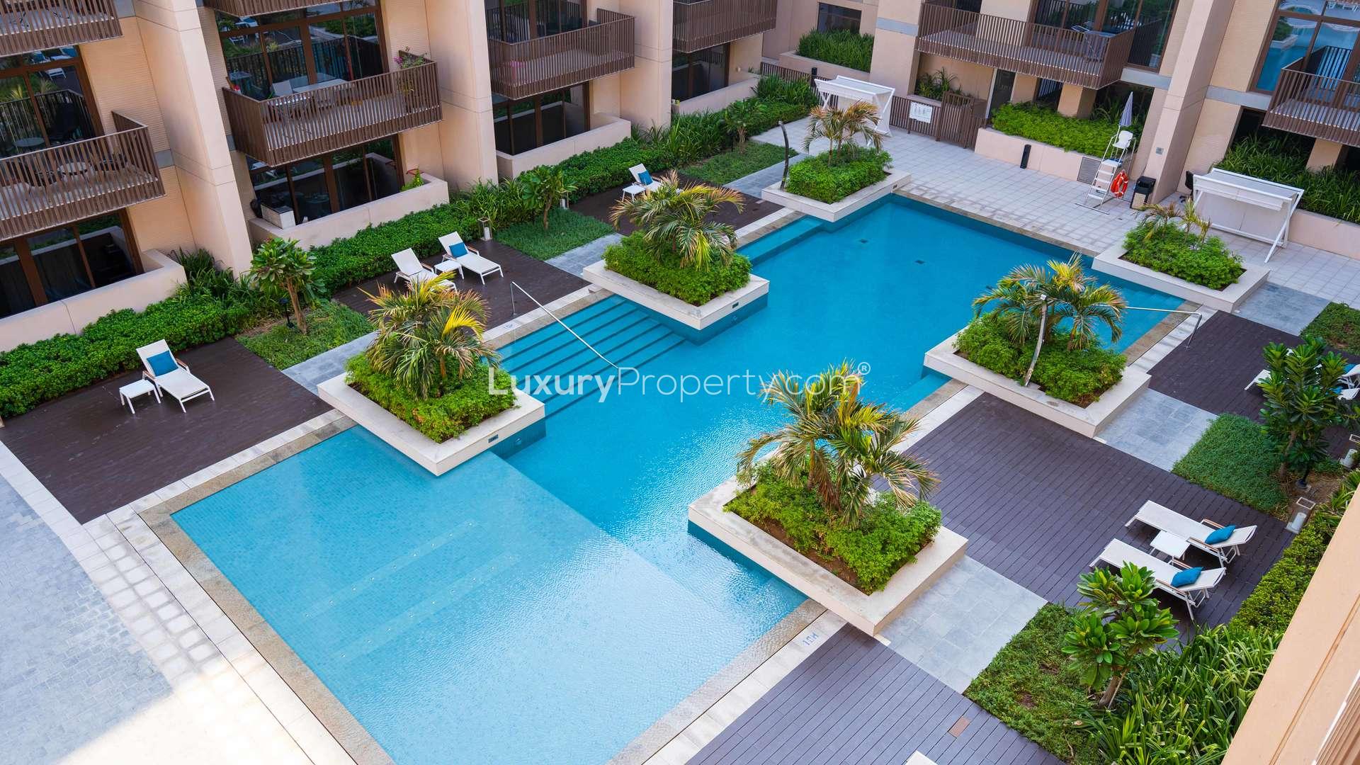 Modern living room in 1-bedroom apartment, Belgravia III, Jumeirah Village Circle, with stylish decor