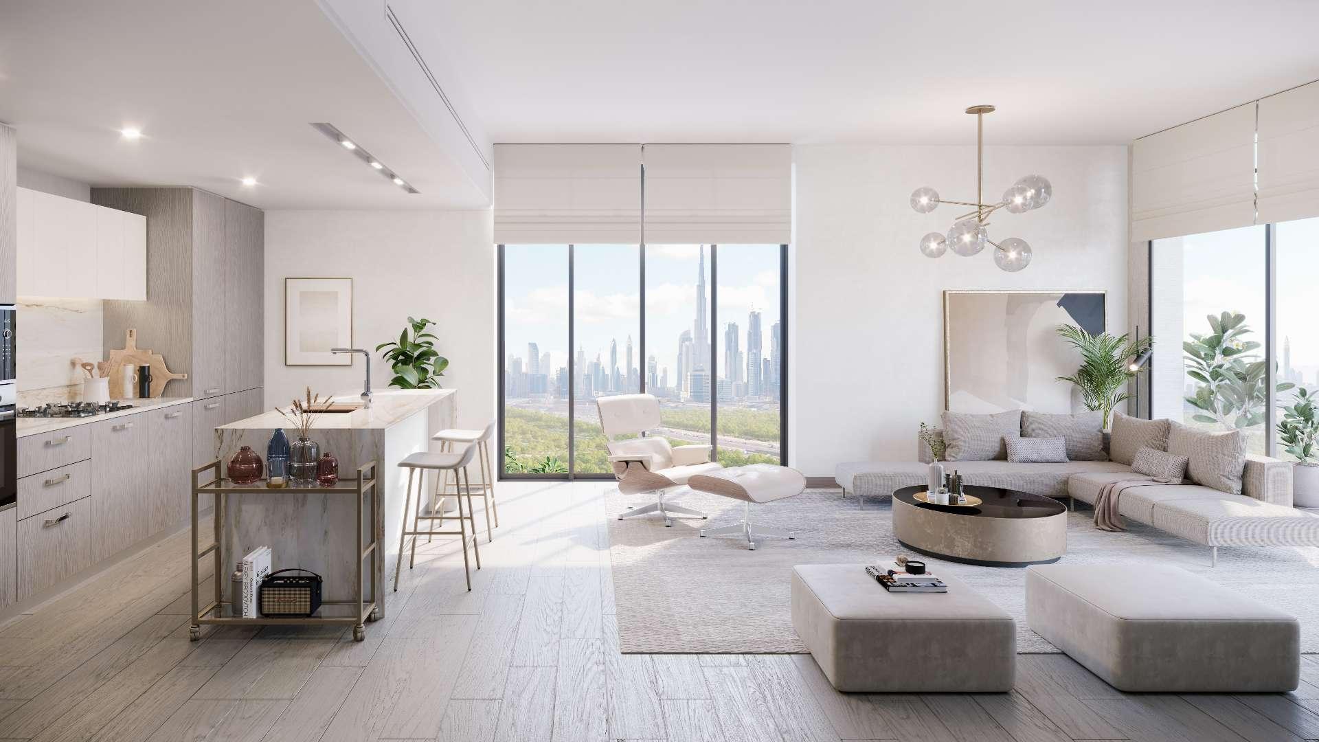 Contemporary living room in Meydan apartment, Berkeley Place, Mohammed Bin Rashid City, for sale