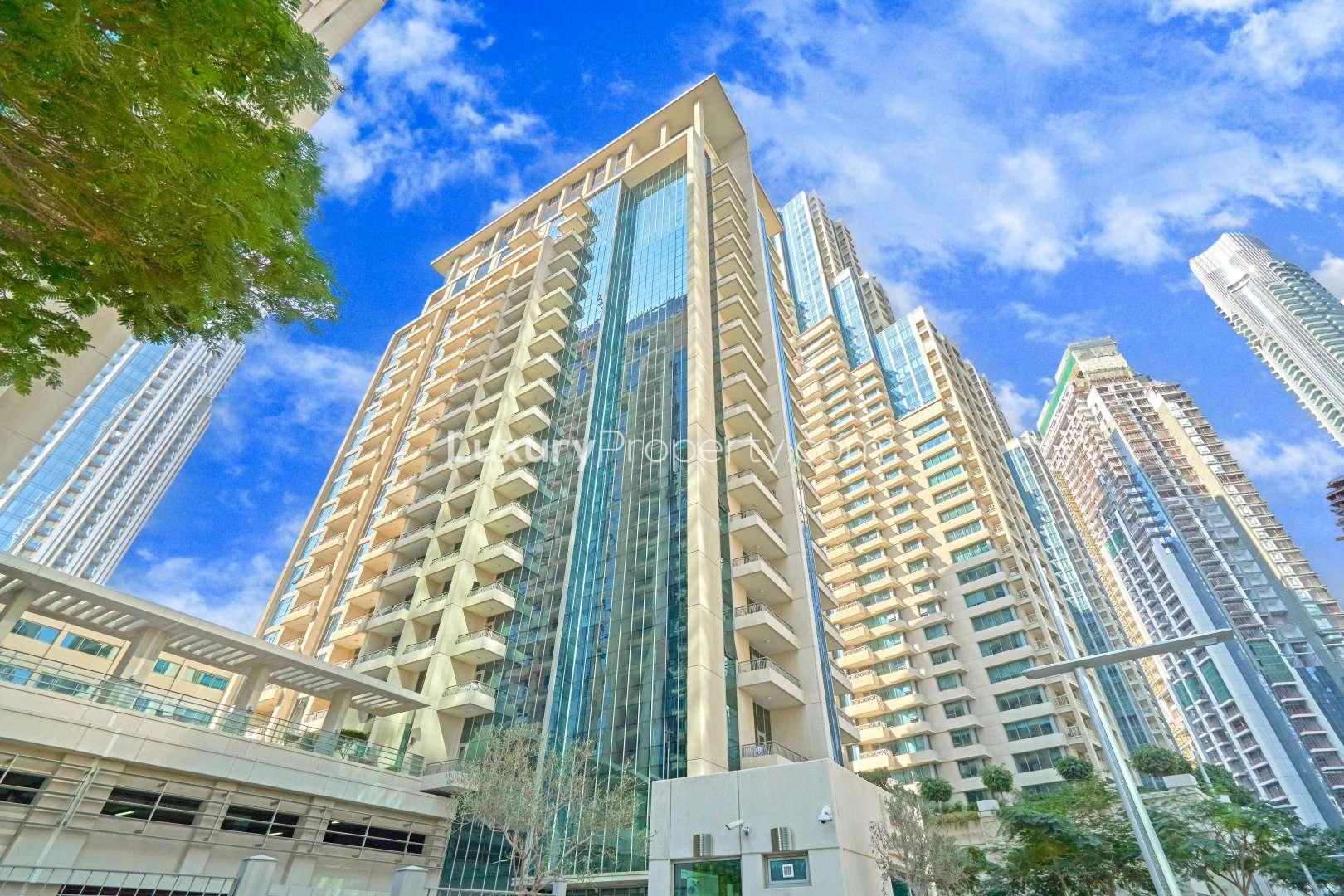 Bright bedroom with large windows in Boulevard Central Towers, Downtown Dubai apartment for sale