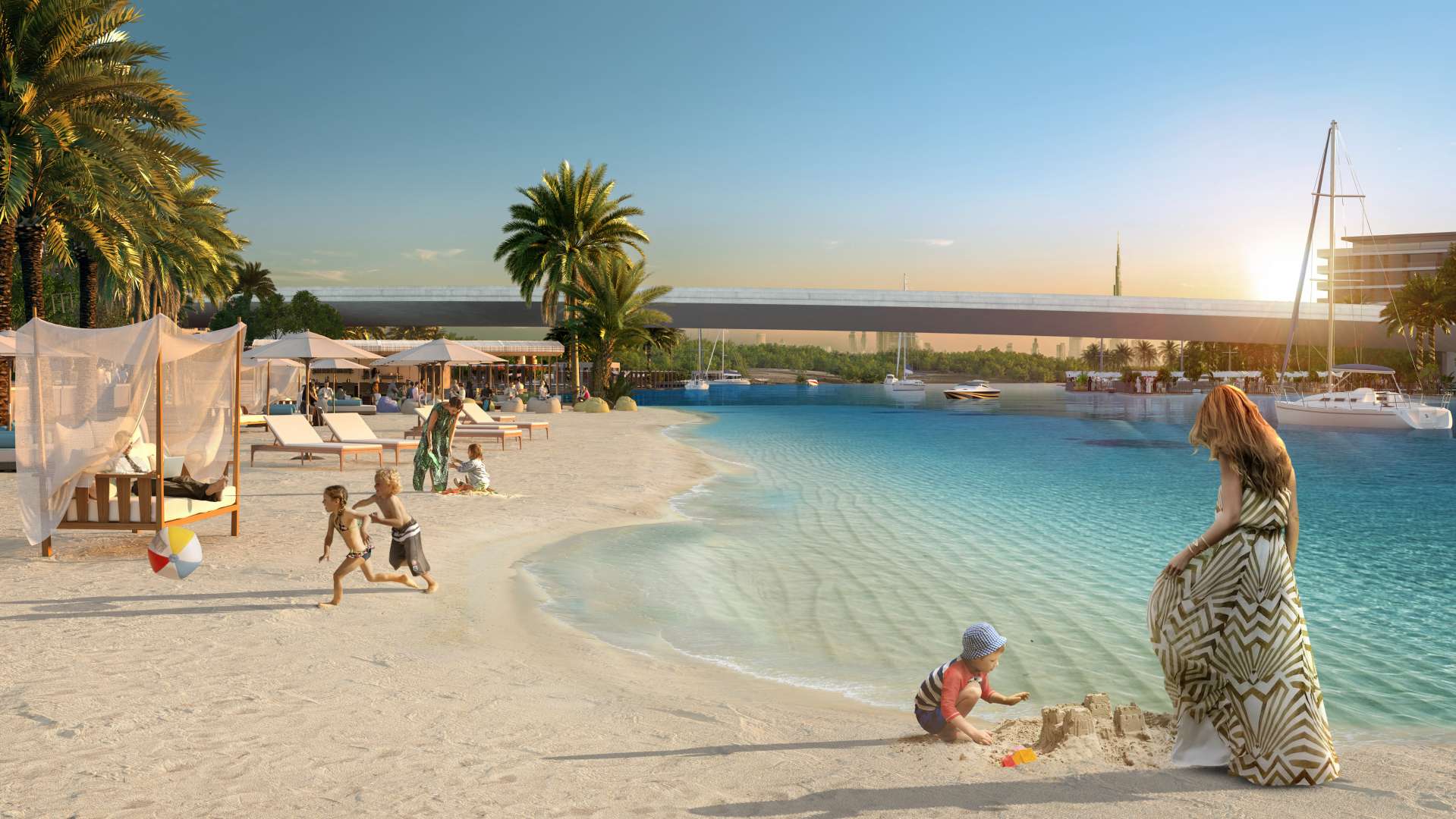 Private beach access for residents at Breeze, Dubai Creek Harbour apartment for sale