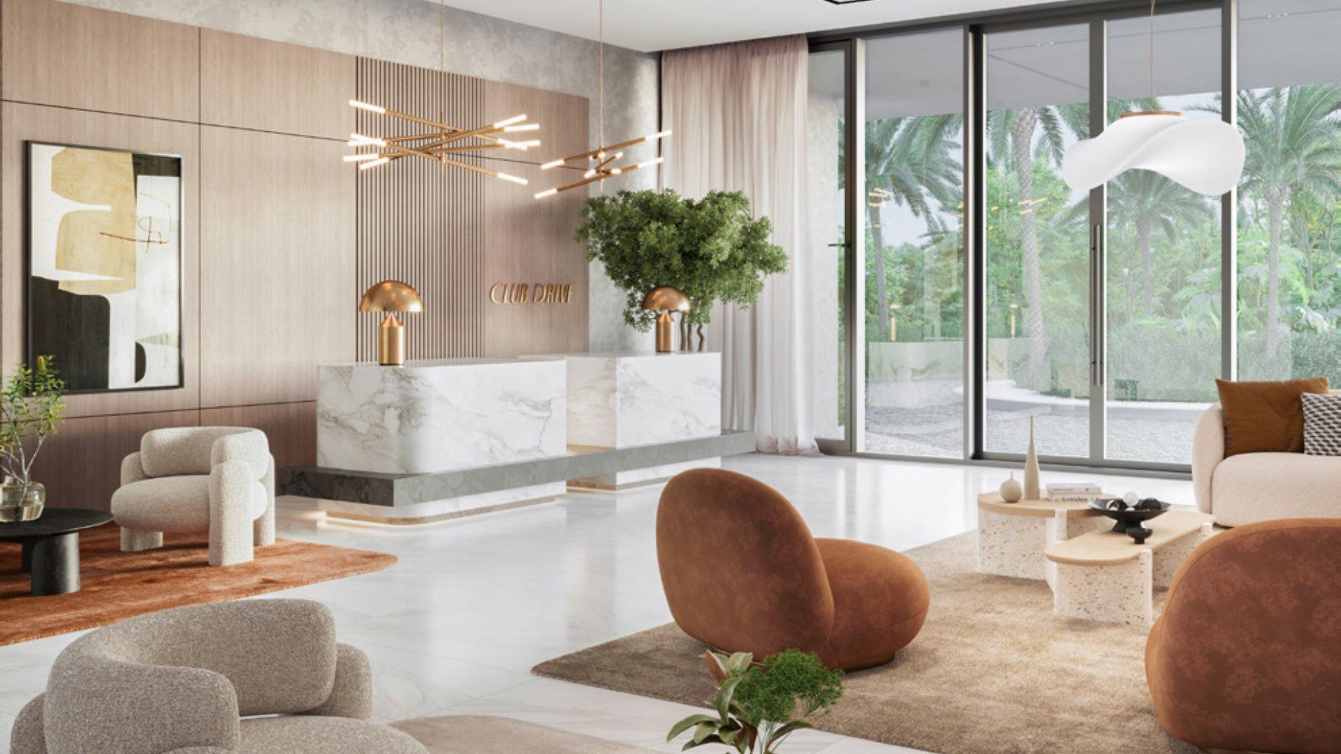 Modern bedroom in 1-bedroom apartment for sale, Club Drive, Dubai Hills Estate