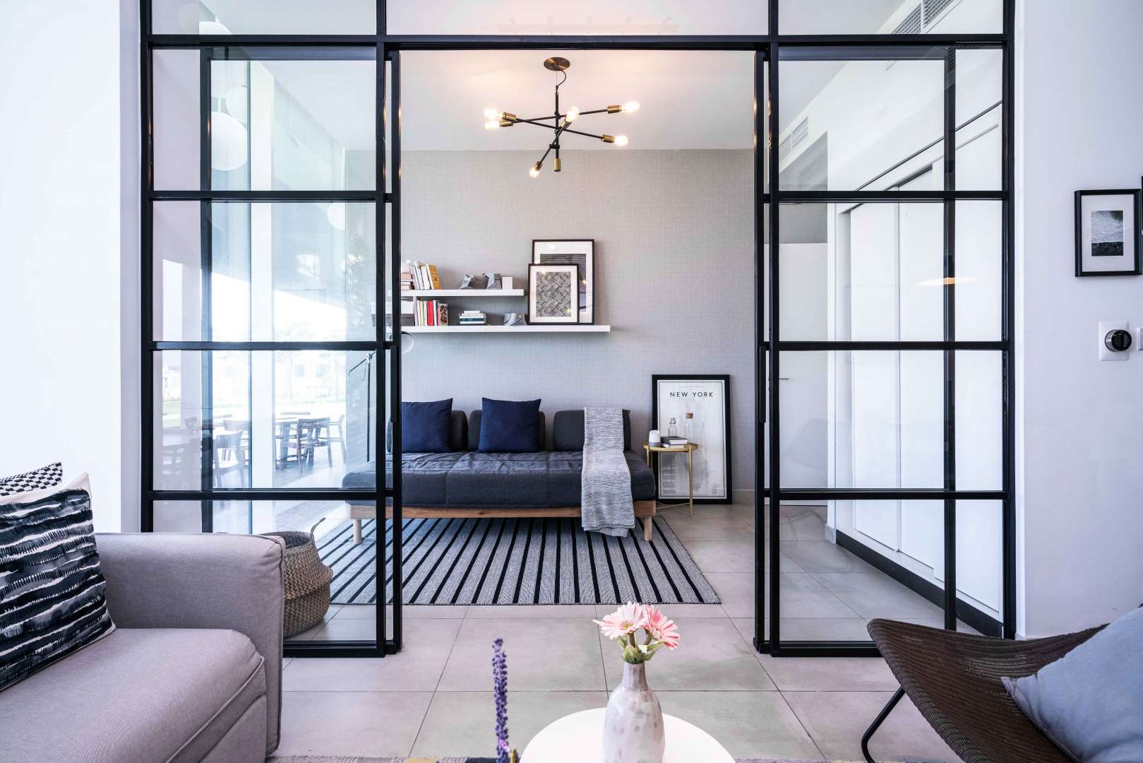 Contemporary kitchen in one-bed apartment at Collective 2.0, Dubai Hills Estate for sale