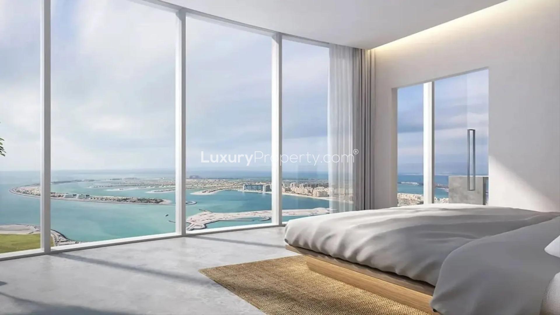 Ciel Tower in Dubai Marina overlooking the sea, modern architecture and stunning views