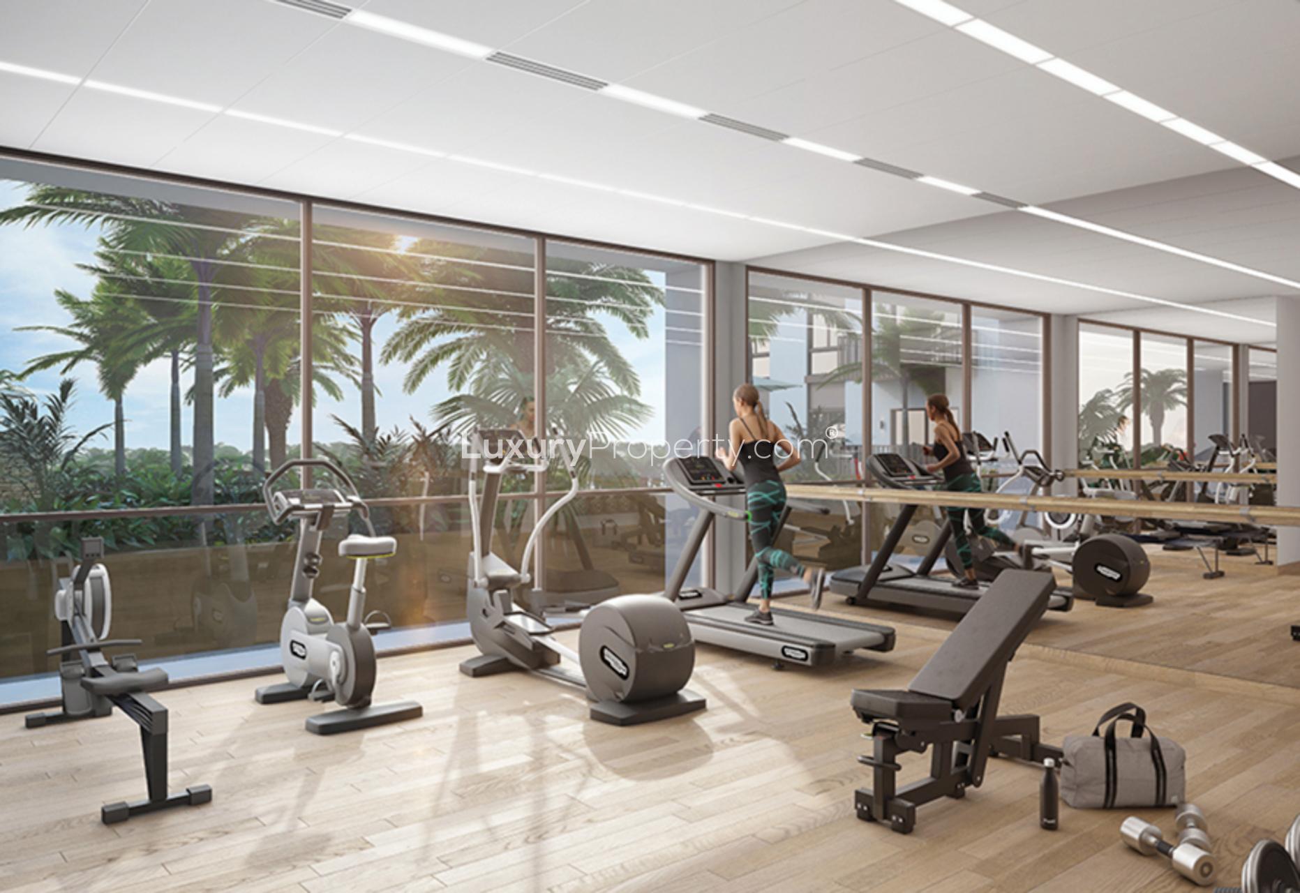 Exterior view of Eaton Place apartment building in Jumeirah Village Circle, Dubai