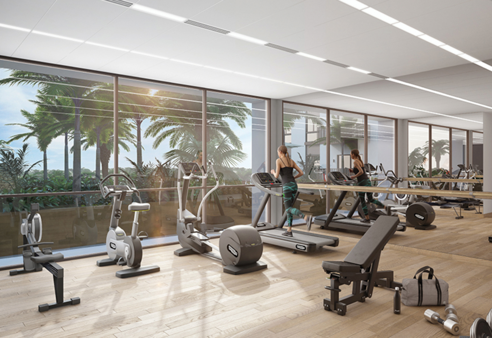 Exterior view of Eaton Place apartment building in Jumeirah Village Circle, Dubai