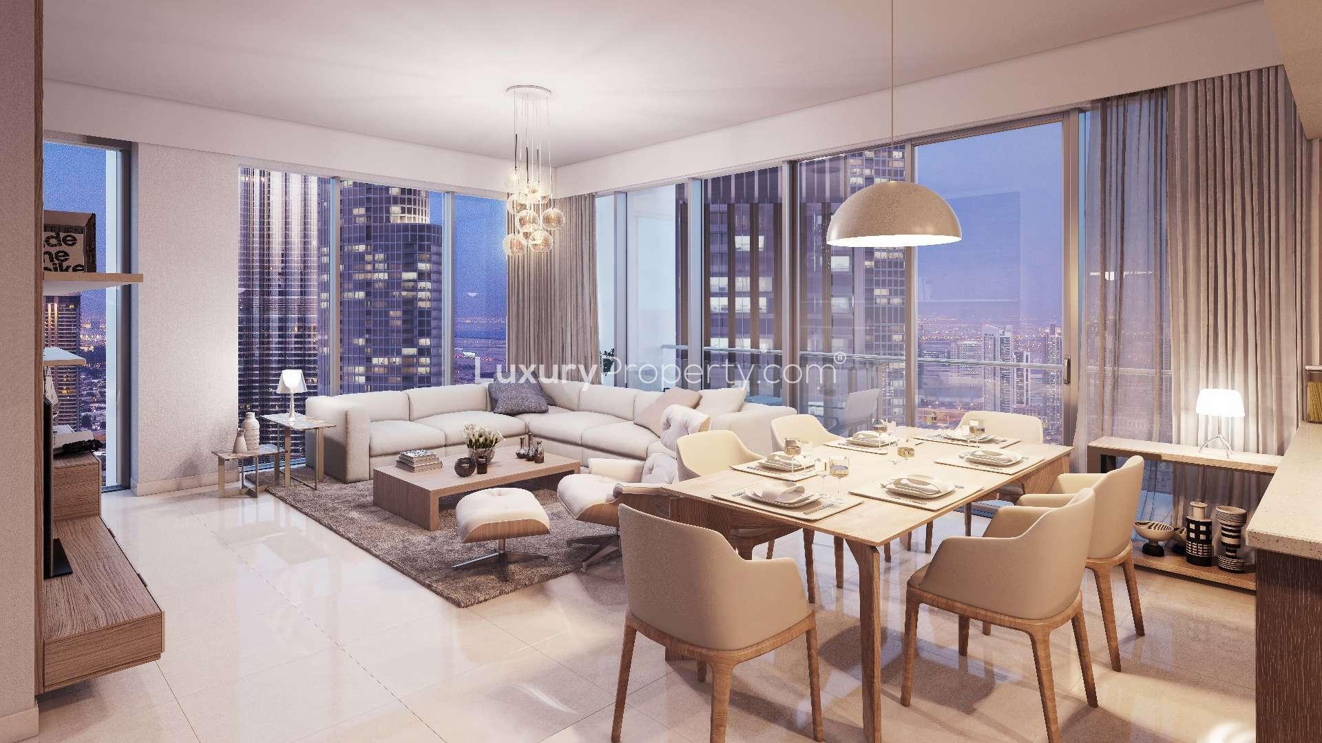 Modern kitchen with city view in Downtown Dubai apartment, Forte community, LP12906
