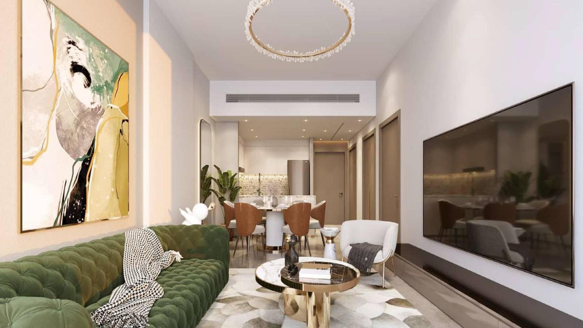 Modern kitchen in high-floor apartment, Neva Residences, Jumeirah Village Circle, for sale