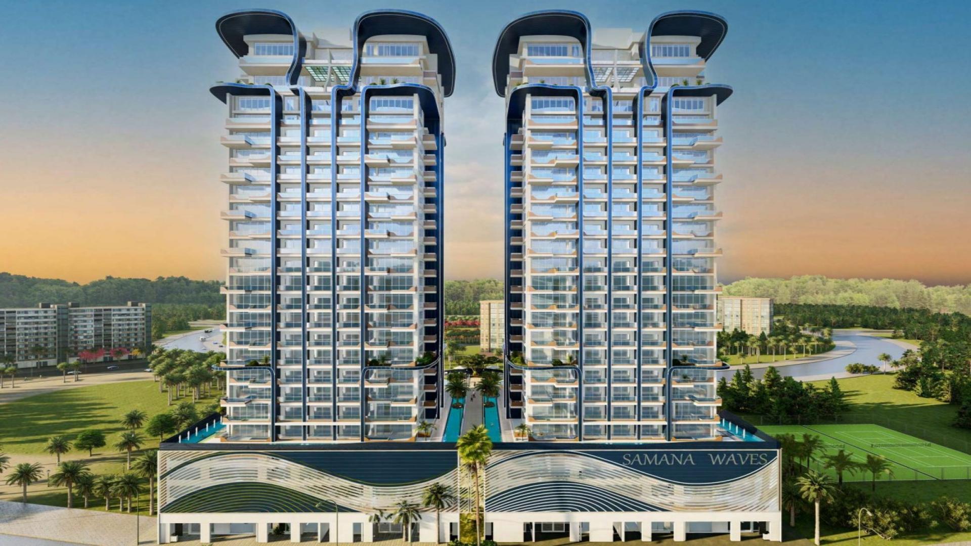 Luxury apartment complex with private pools in Samana Waves, Jumeirah Village Circle