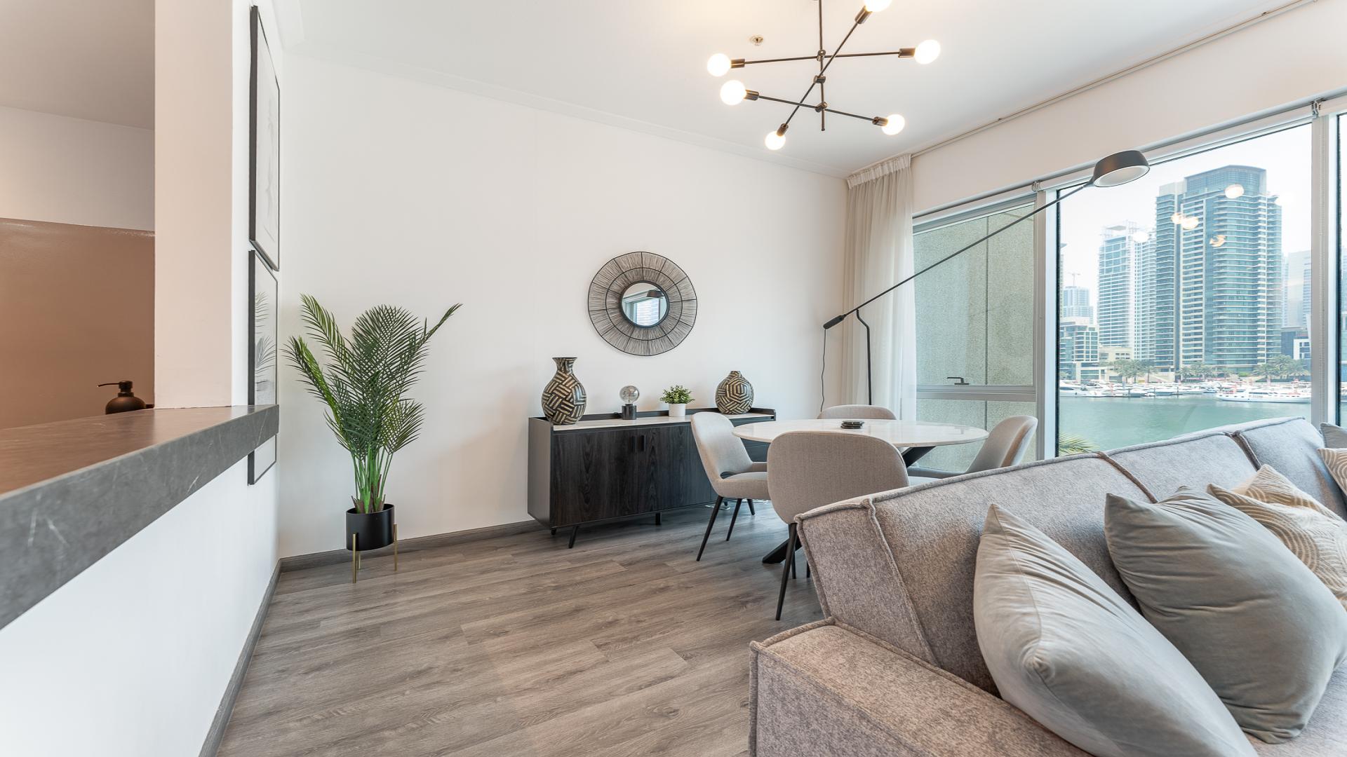 Upgraded one-bedroom apartment with stunning Dubai Marina views from living room window