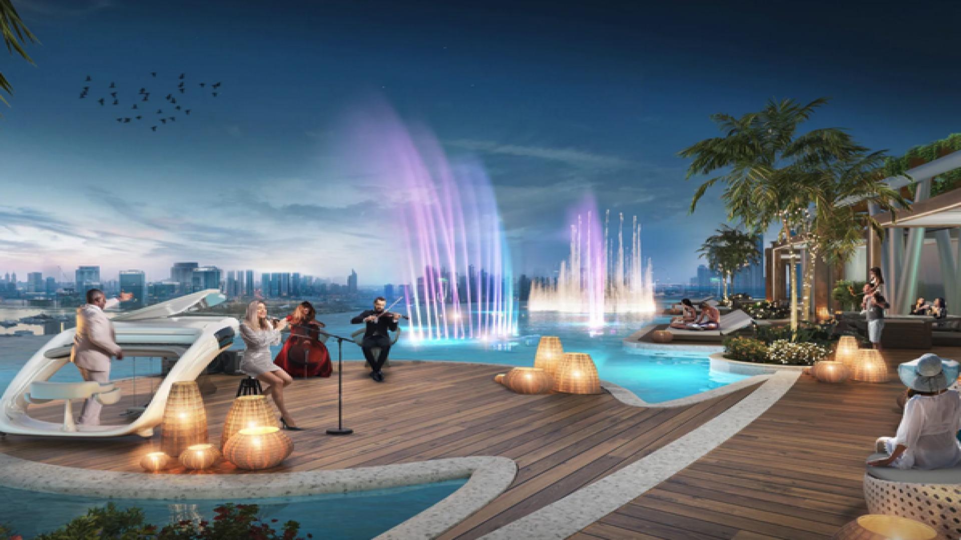 Luxurious Damac Bay apartment interior with stunning sea views, Dubai Harbour