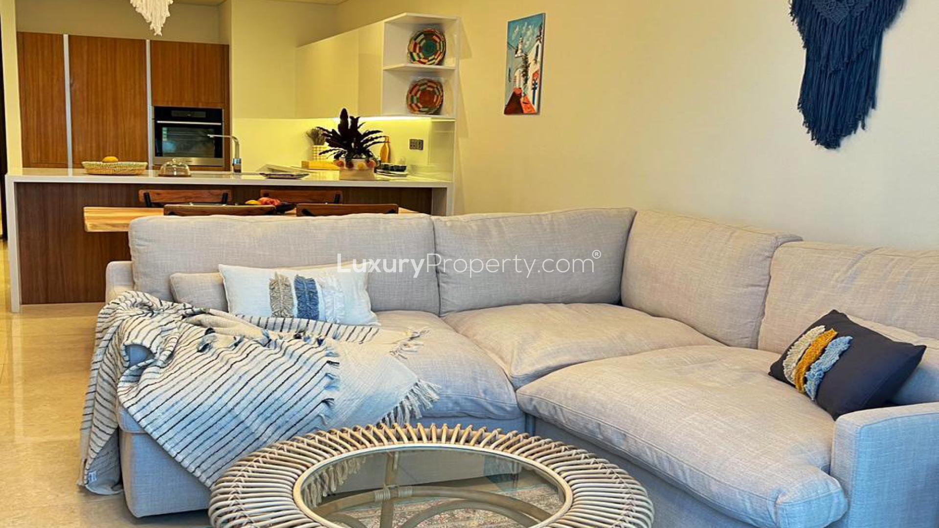 Bedroom with sea view in Anwa apartment, Dubai Maritime City, for sale