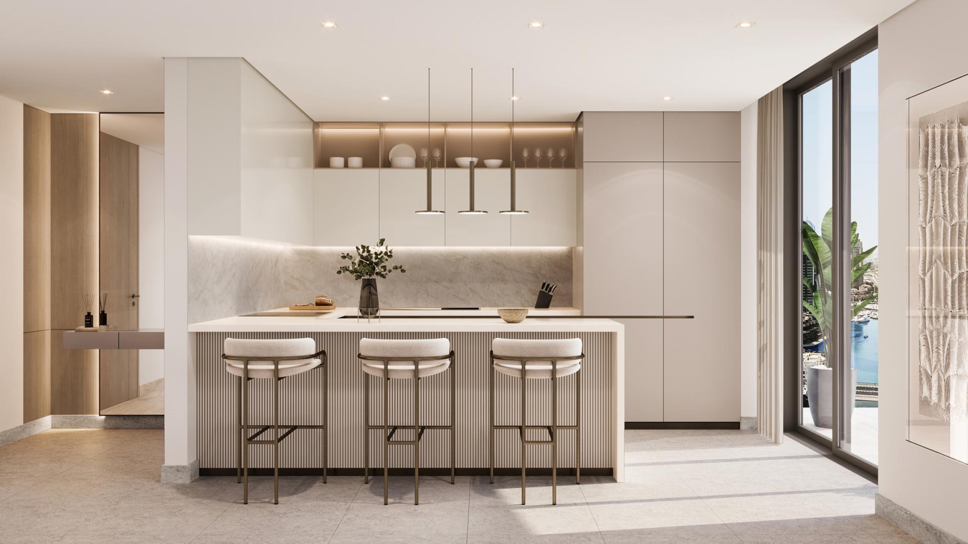 1-bedroom apartment interior with marina views at LIV Waterside, Dubai Marina