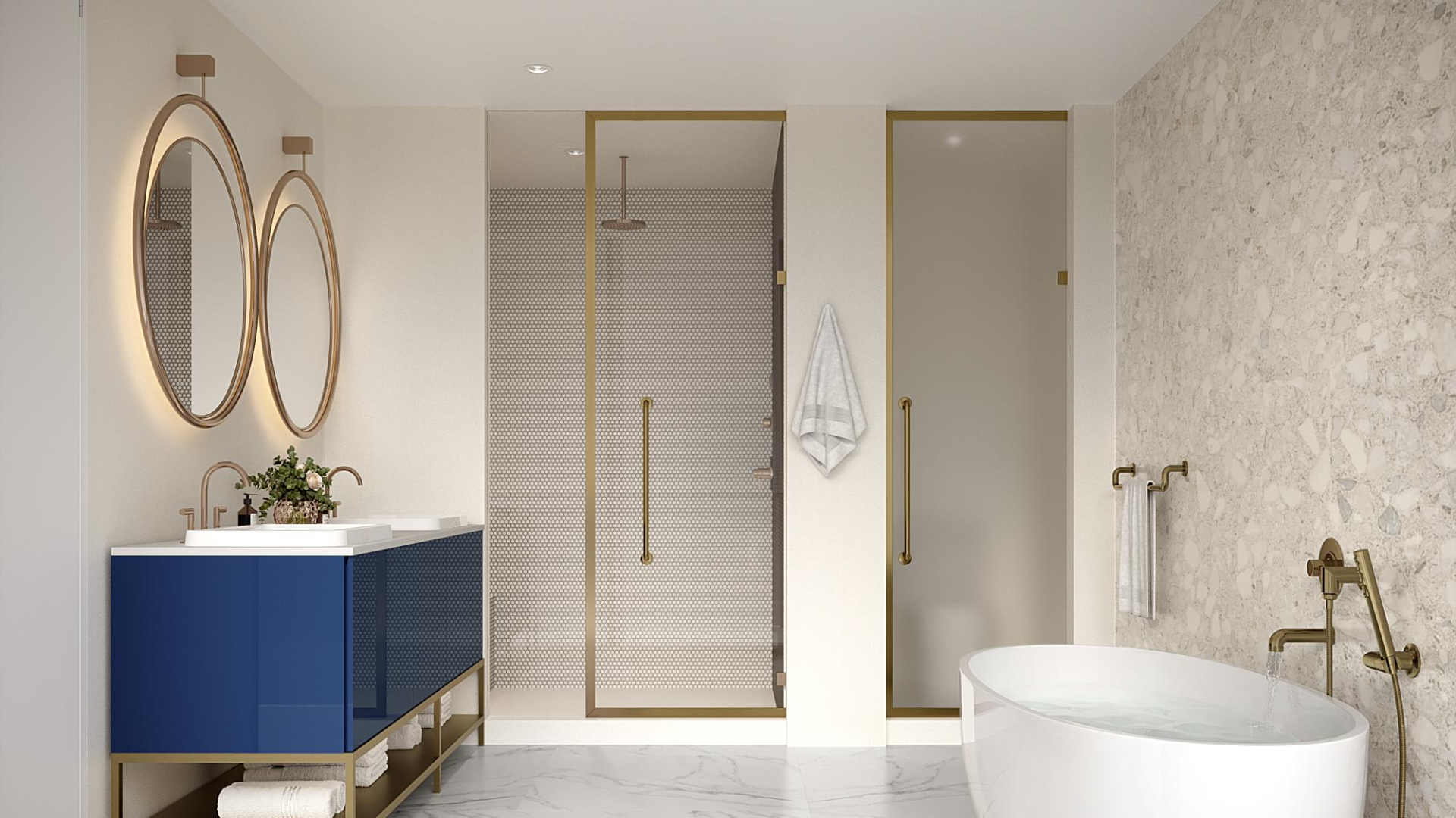 Modern bedroom with ocean view balcony in Miami apartment, Coconut Grove, Florida