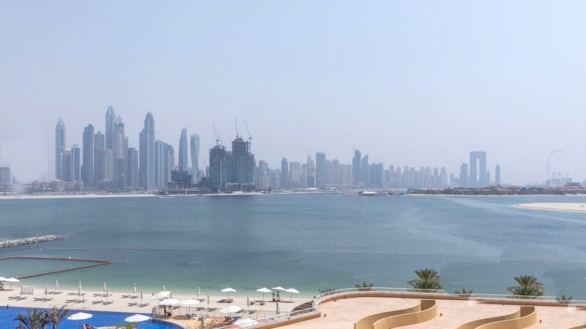 Modern bathroom in Oceana apartment, Palm Jumeirah, featuring dual sinks and a bathtub
