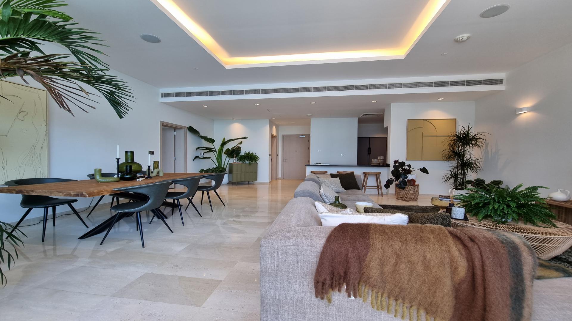 Sea view from furnished balcony of 1-bedroom apartment in Oceana, Palm Jumeirah