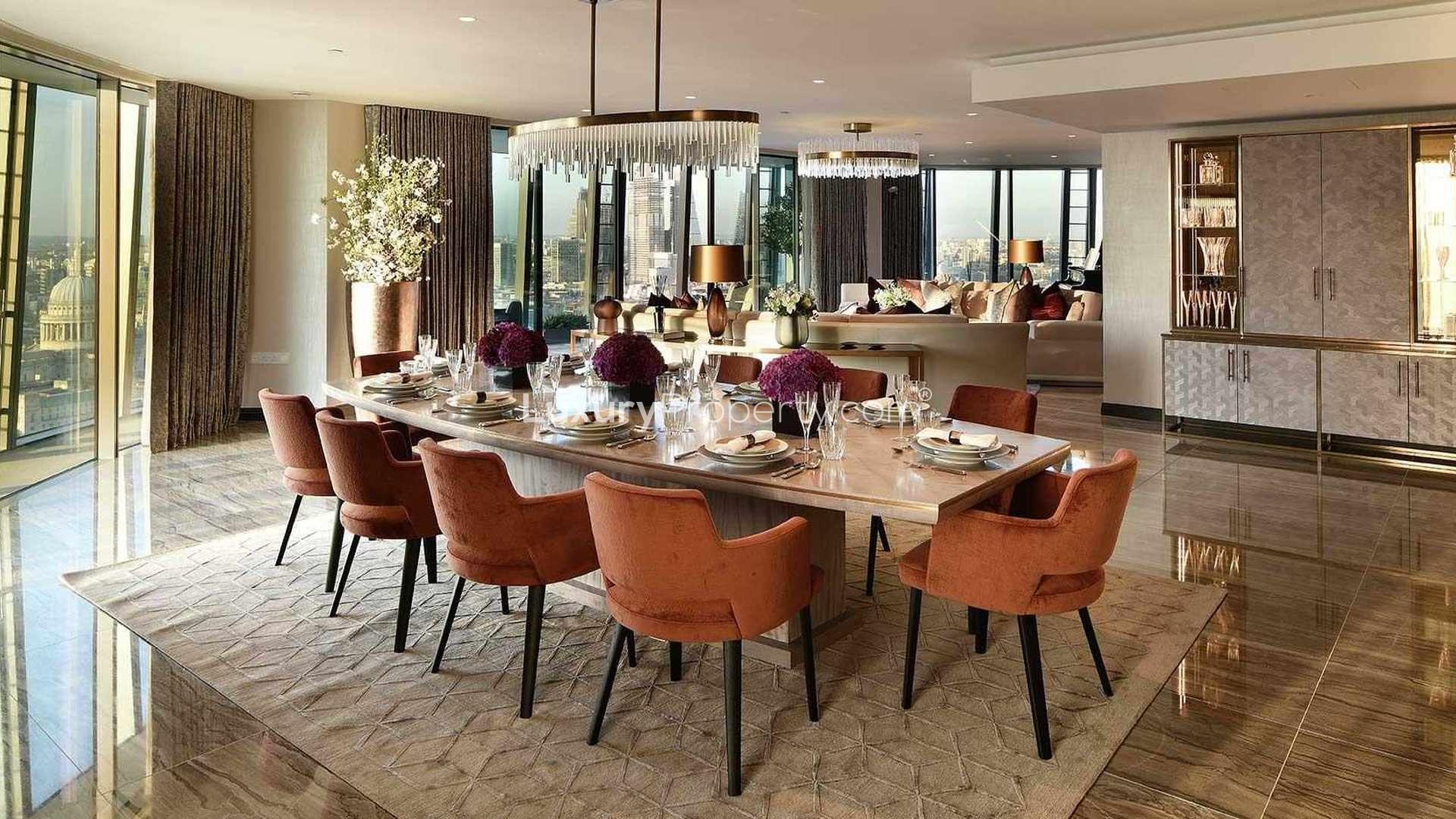 Luxurious One Blackfriars apartment with grand piano and stunning London skyline view