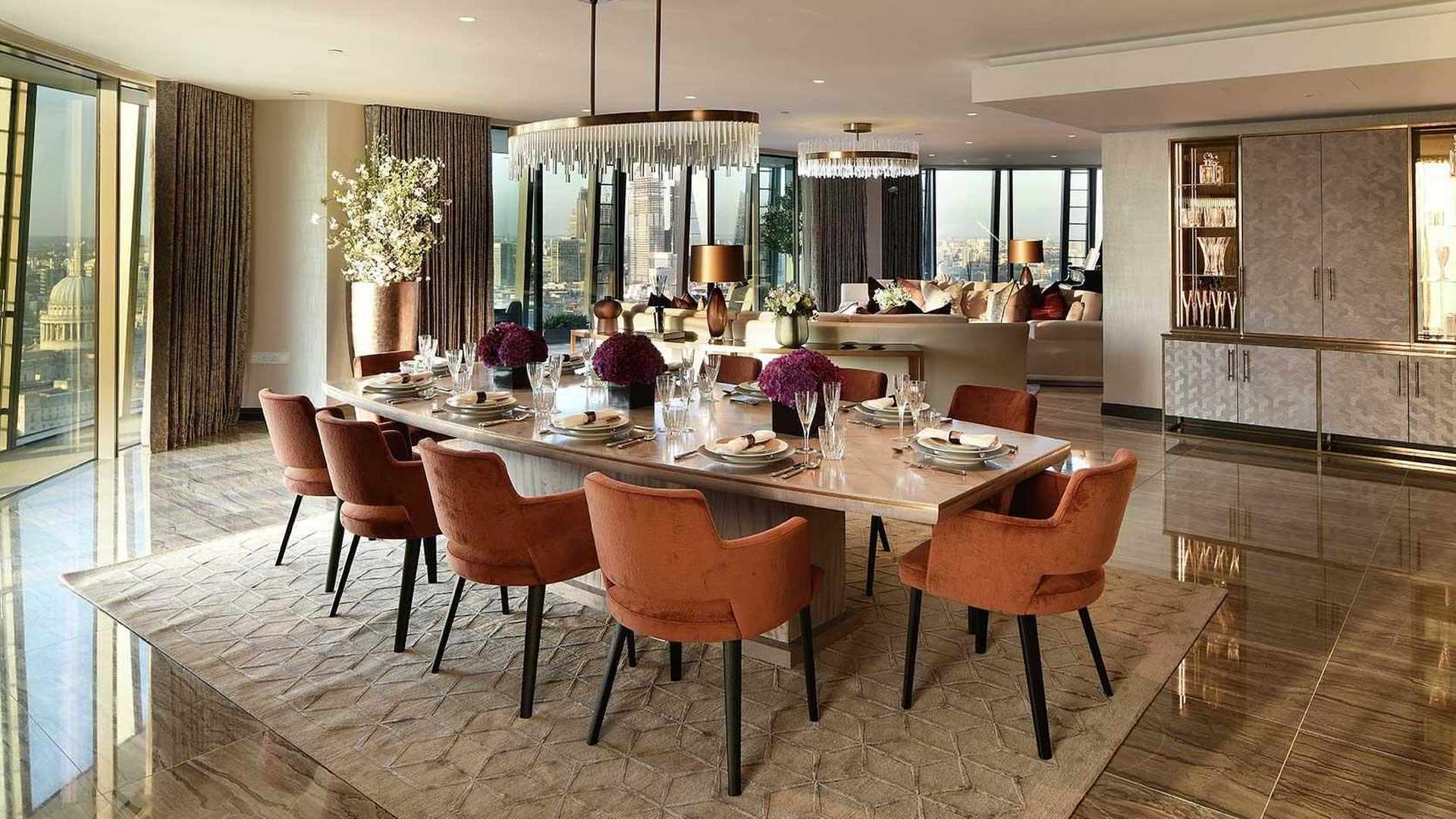 Luxurious One Blackfriars apartment with grand piano and stunning London skyline view