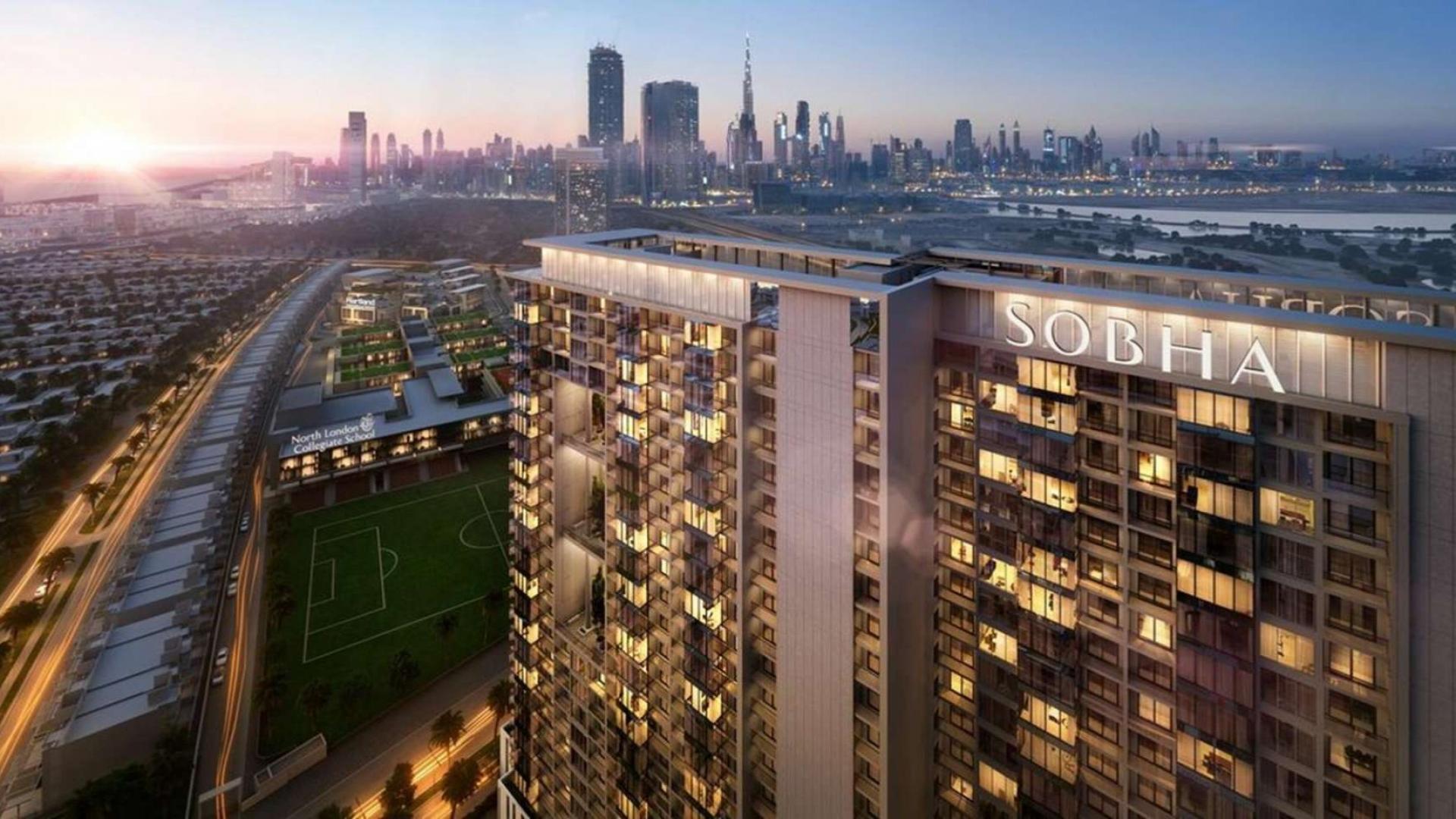 Modern bedroom in One Park Avenue apartment, Sobha Hartland, Mohammed Bin Rashid City, Dubai