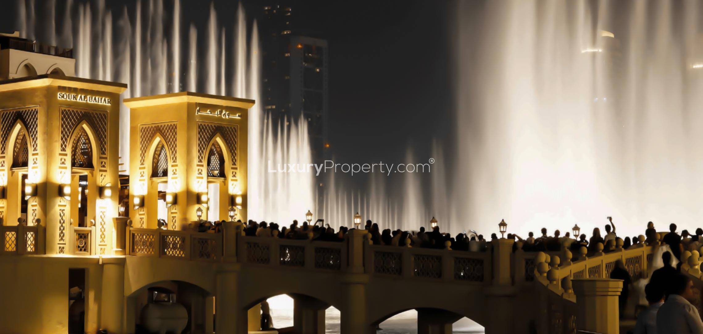 Aerial view of luxury apartment in Opera Grand, Downtown Dubai near Burj Khalifa