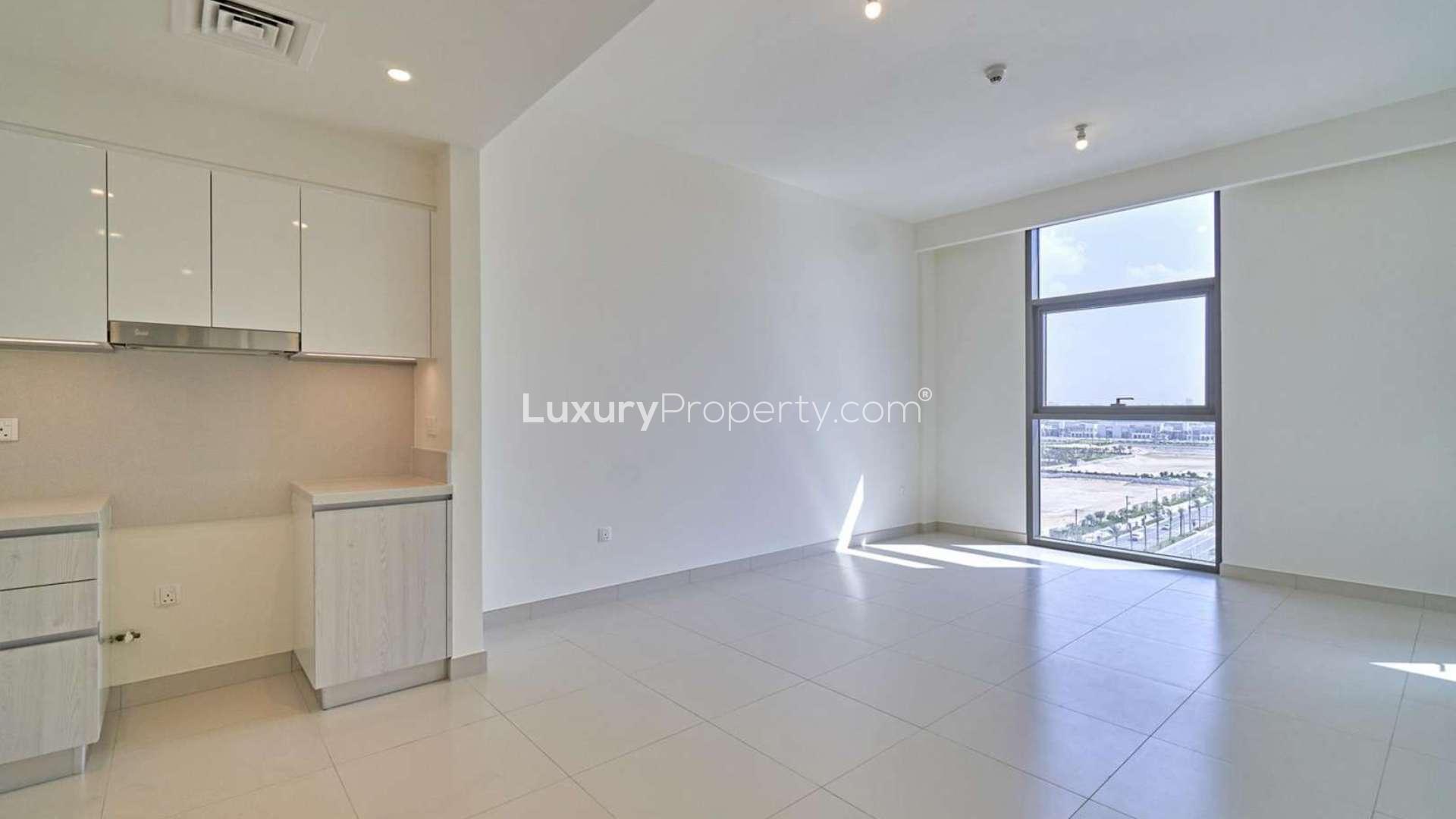 Low-floor 1-bedroom apartment interior with modern kitchen in Park Point, Dubai Hills Estate