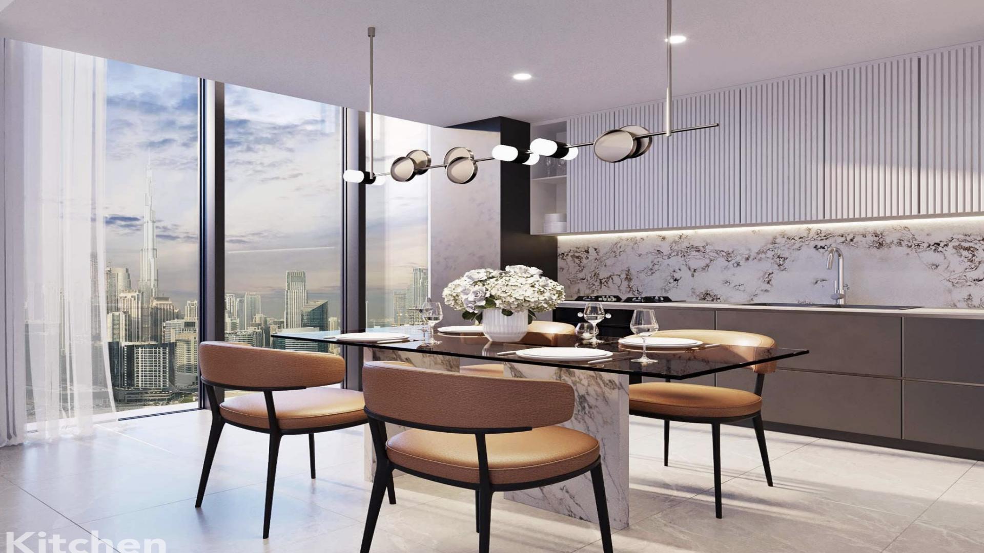 Luxurious apartment towers in Peninsula Four, Business Bay, Dubai skyline view, for sale