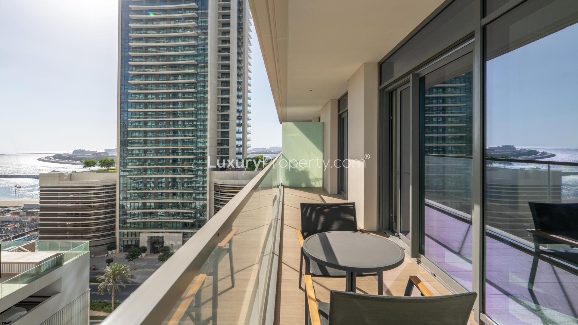 Balcony view from 1-bedroom apartment in Marina Vista, Emaar Beachfront, Dubai Harbour