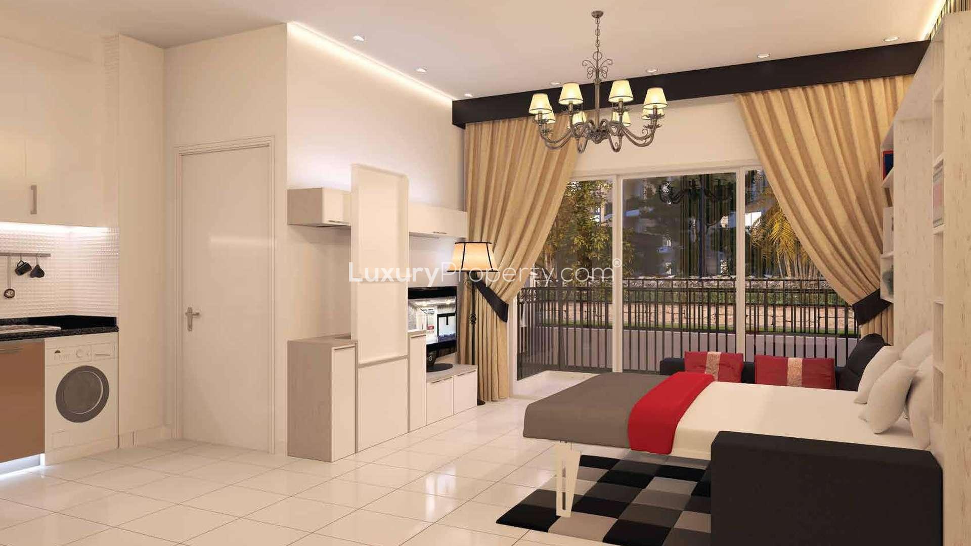 Luxurious Resortz Residence courtyard with pool, Arjan apartment complex, ideal investment opportunity