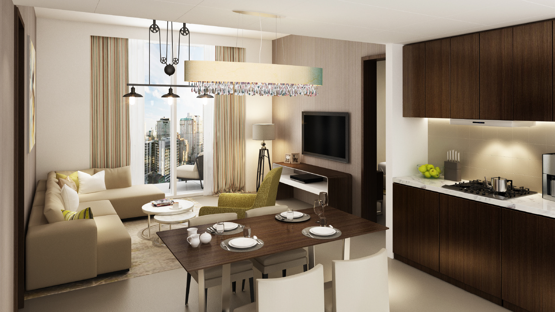 Luxurious lobby interior at Reva Residences, Business Bay, featuring elegant modern decor