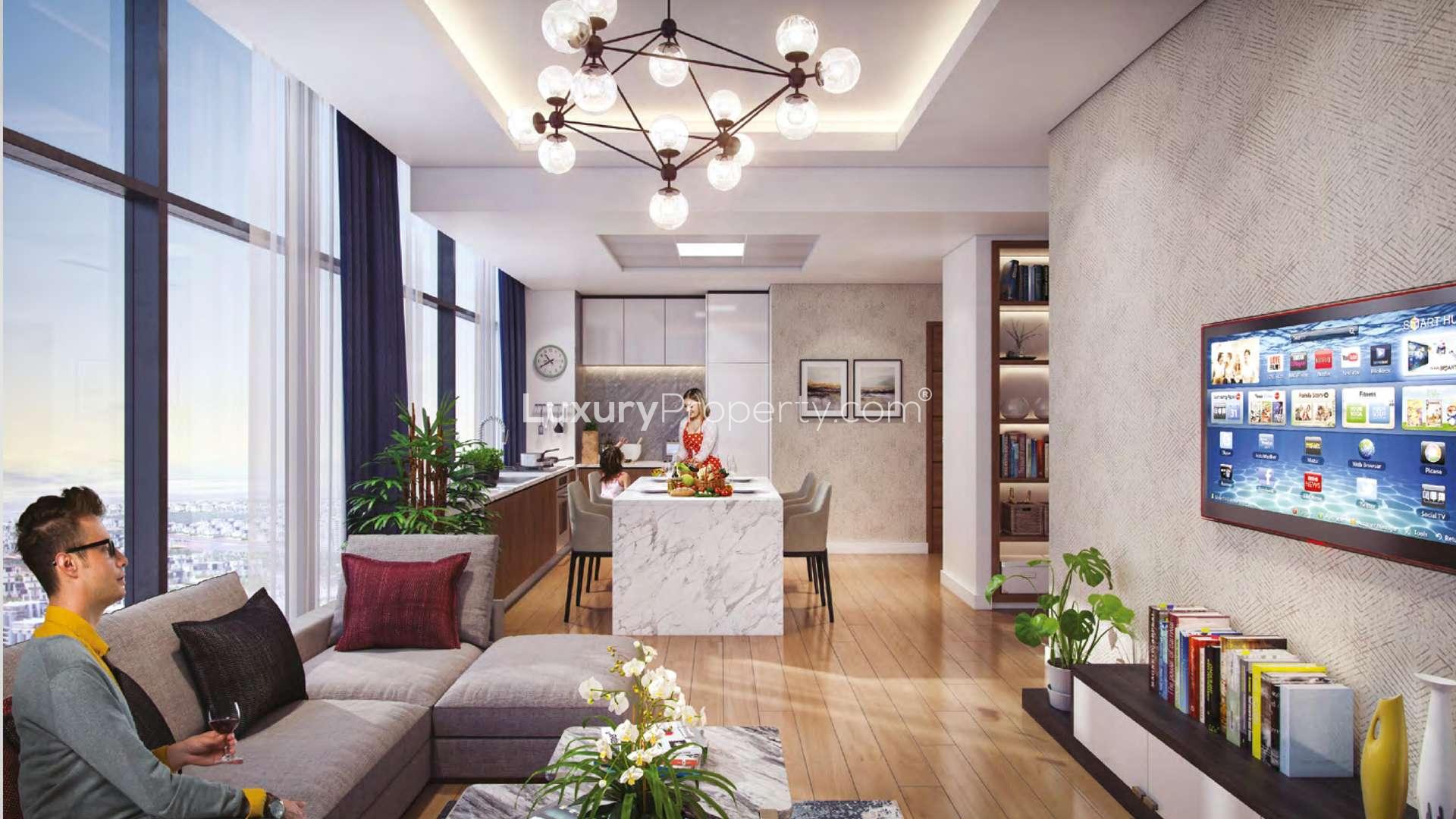 Modern bathroom in Riviera 28 apartment, Meydan One, featuring elegant fixtures and spacious shower