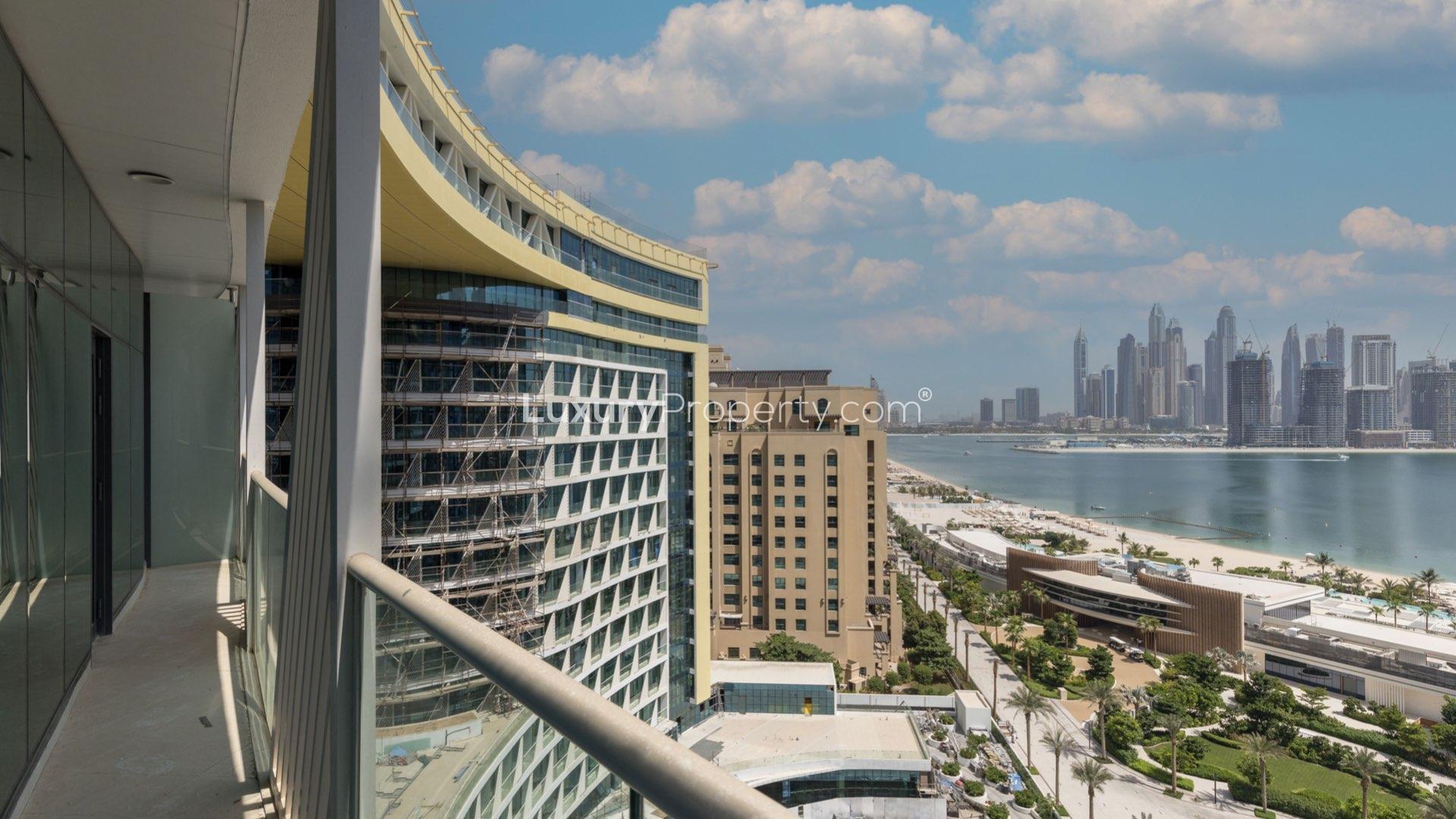 Brand new sea-facing apartment balcony view, Palm Jumeirah, Seven Palm community