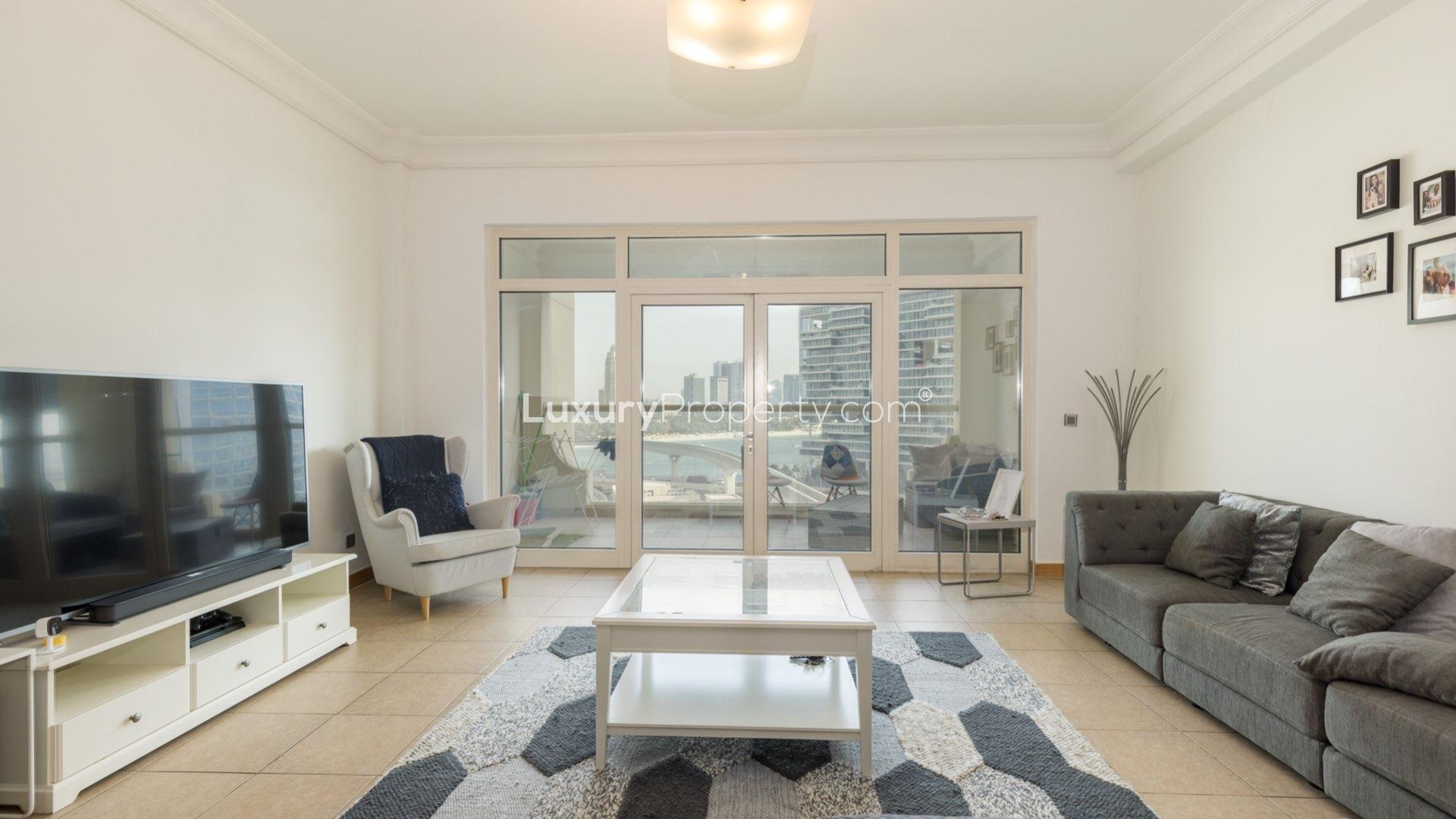 Skyline view from Shoreline Apartments, Palm Jumeirah, offering urban landscape and modern architecture