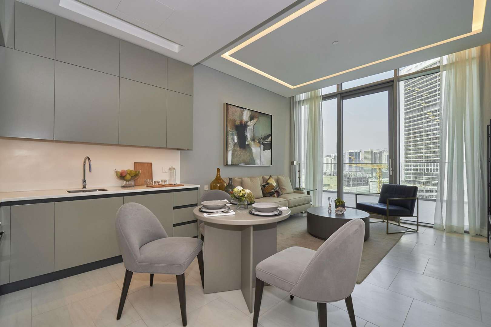 Luxurious living room in 1-bedroom loft at SLS Dubai Residences, Business Bay