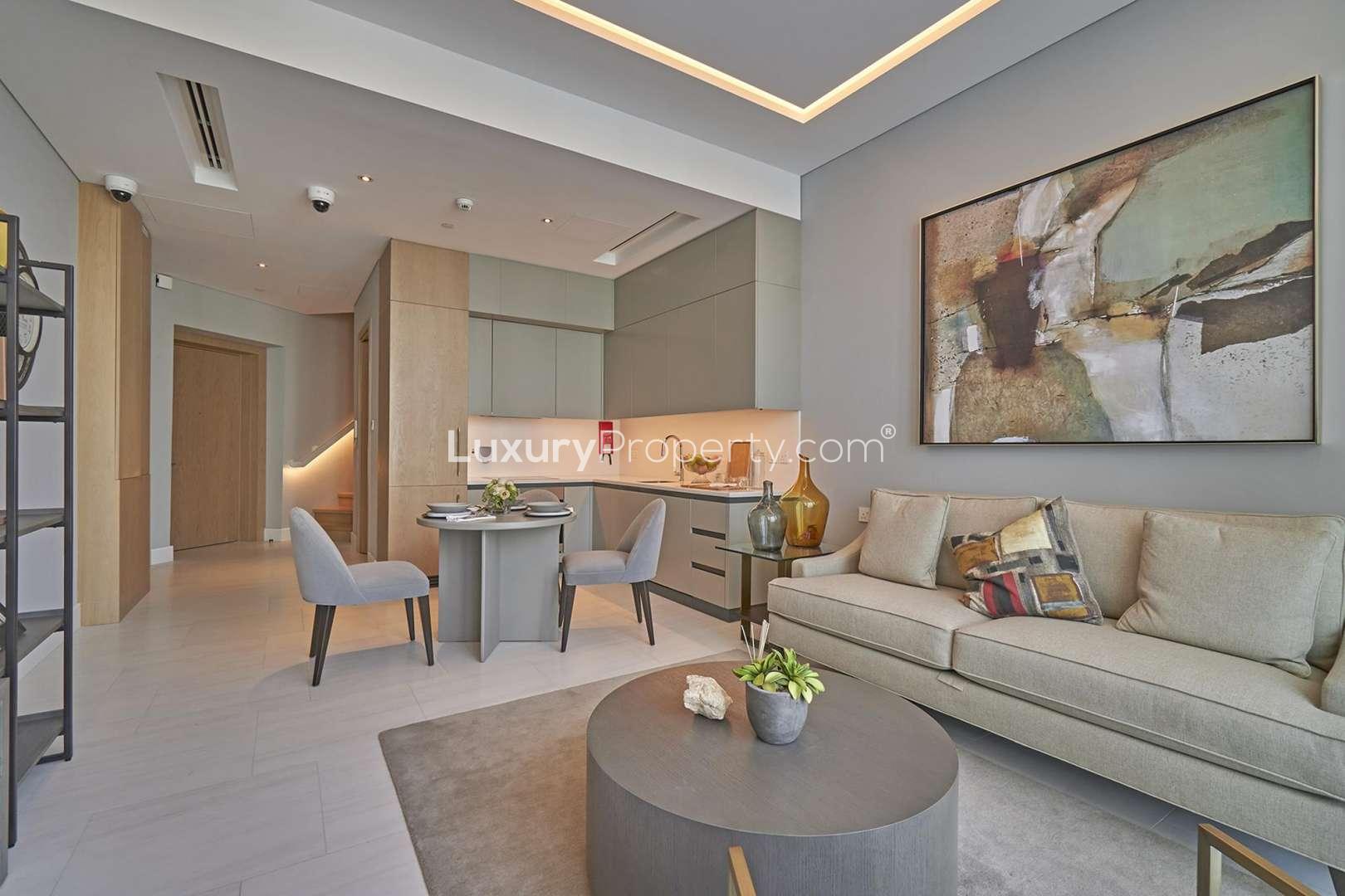 Luxurious living area in 1-bedroom loft apartment, SLS Dubai Residences, Business Bay