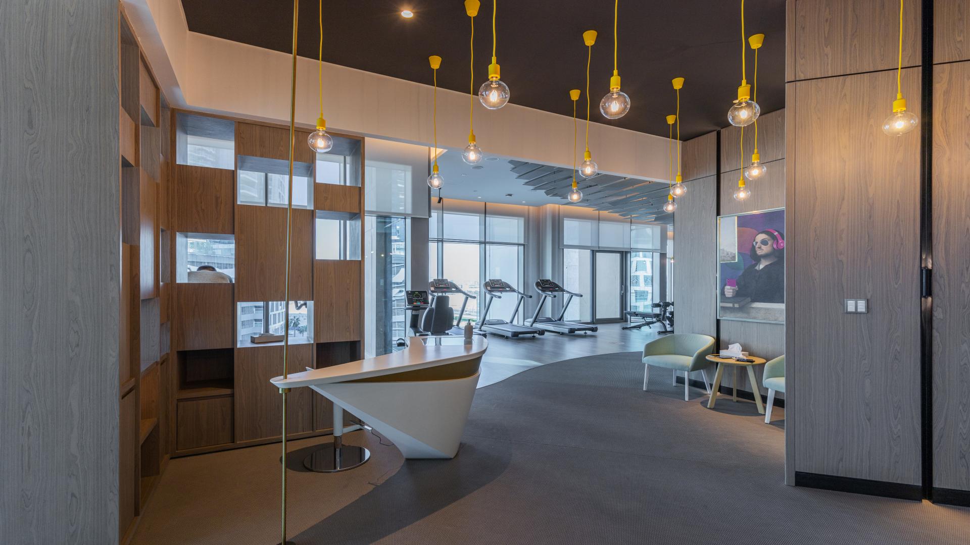 Modern one-bedroom duplex living area with downtown views, Business Bay, SLS Dubai Hotel & Residences