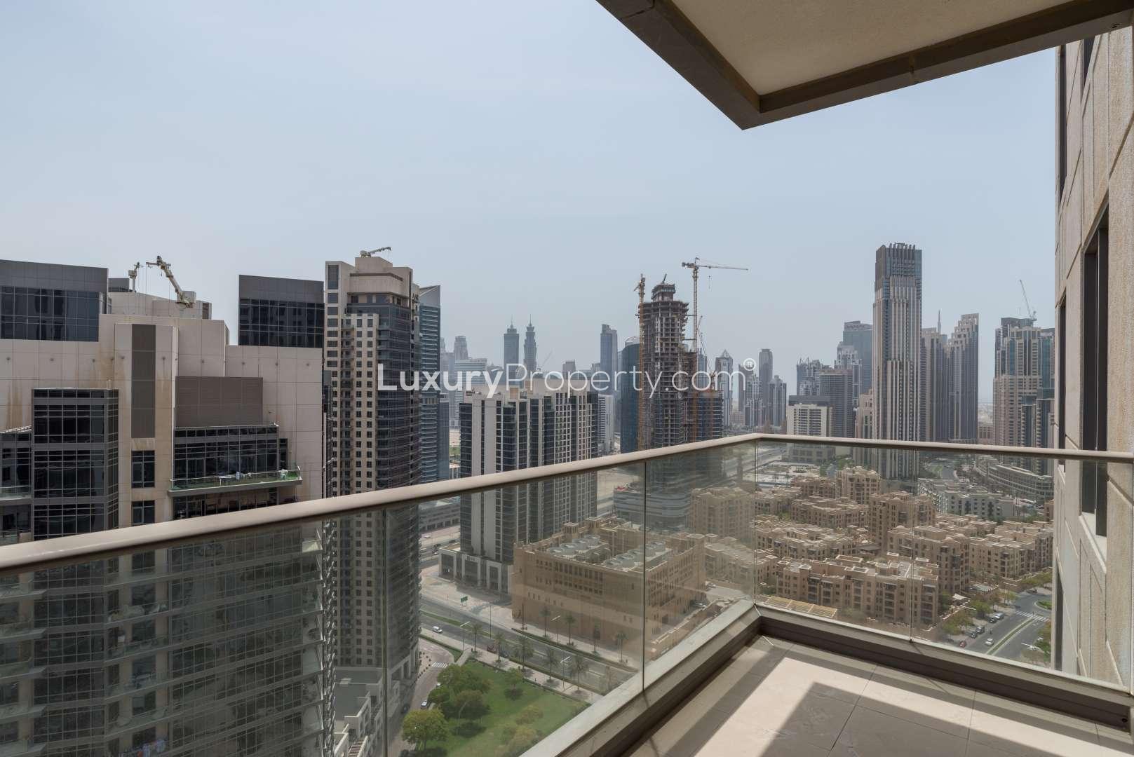 Bright living room with large windows in South Ridge Tower 6, Downtown Dubai apartment