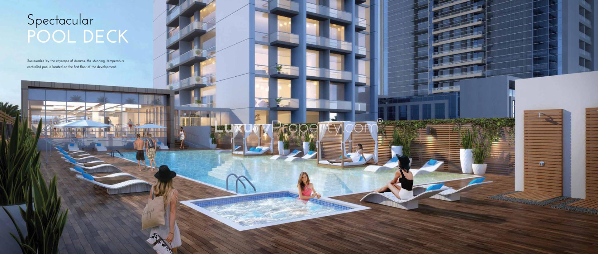 "Studio One Dubai Marina amenities: pool, gym, and BBQ area for residents' enjoyment.",Stunning Studio One Dubai Marina apartment exterior and lifestyle imagery for sale listing
