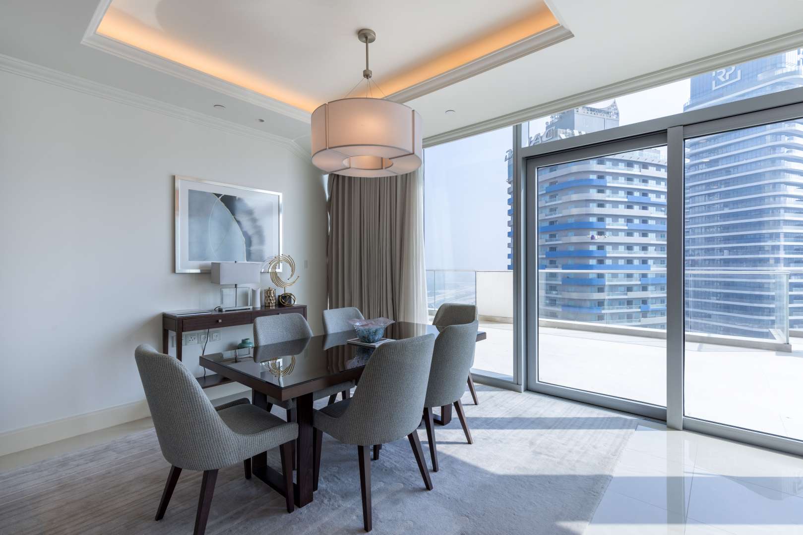 Luxurious bathroom in one-bedroom apartment, Fountain Views, Downtown Dubai, with modern fixtures and decor