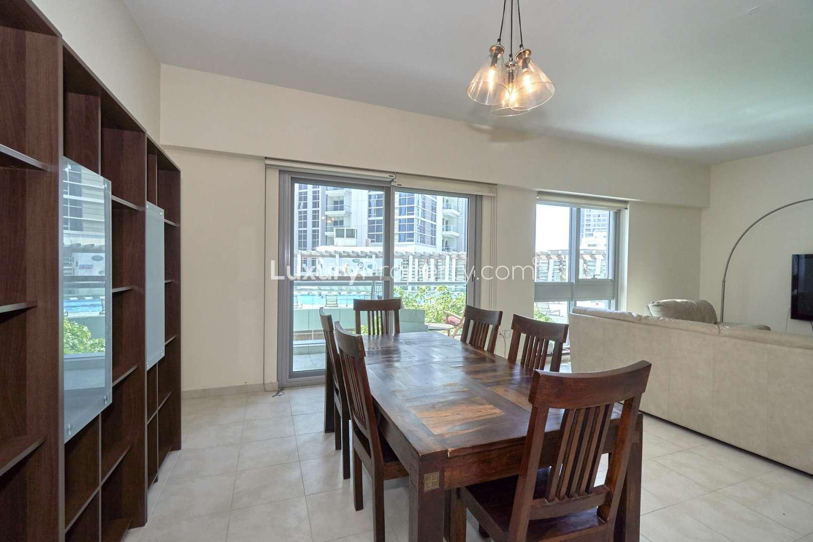 Outdoor pool area at Executive Towers, Business Bay apartment for sale. Ref No: LP09006