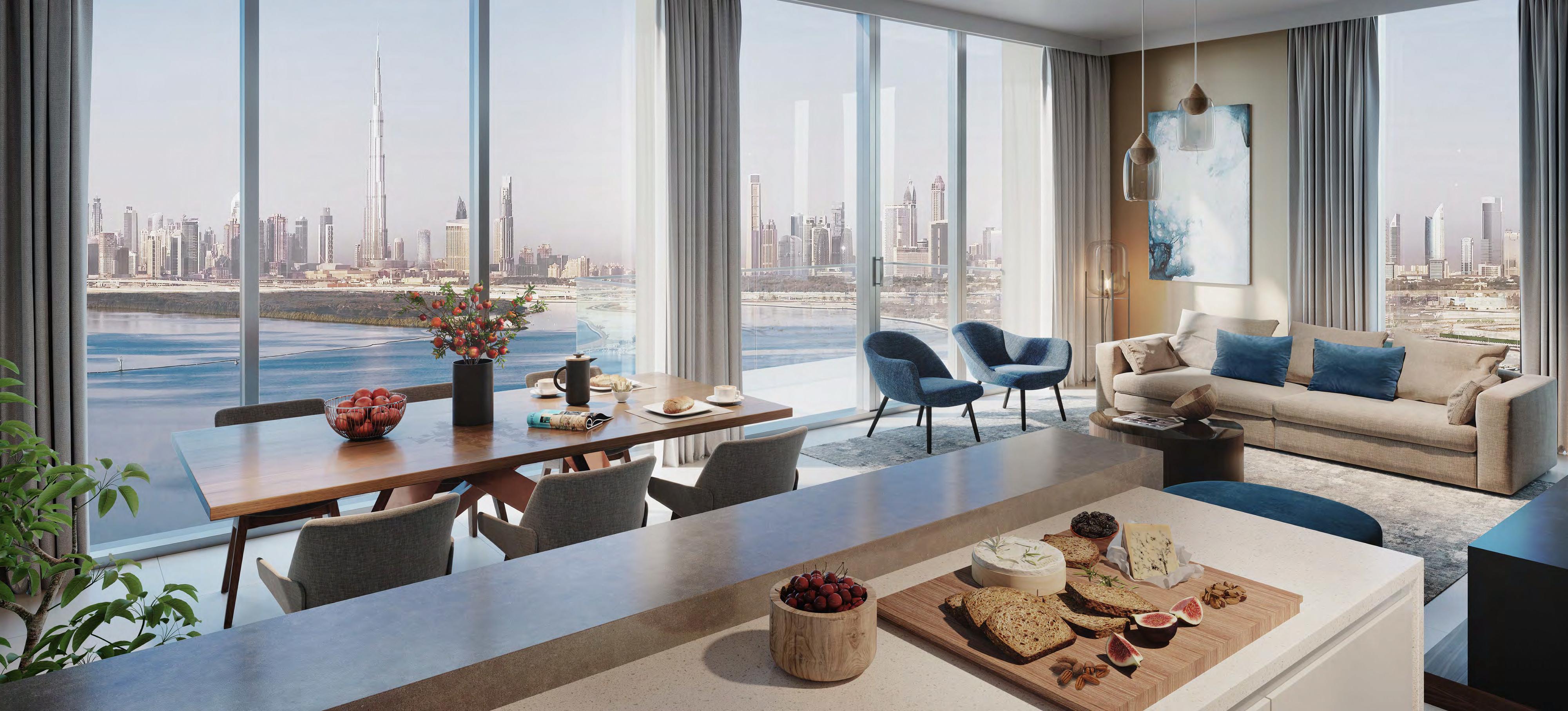 Luxury waterfront apartment at The Grand, Dubai Creek Harbour with scenic views