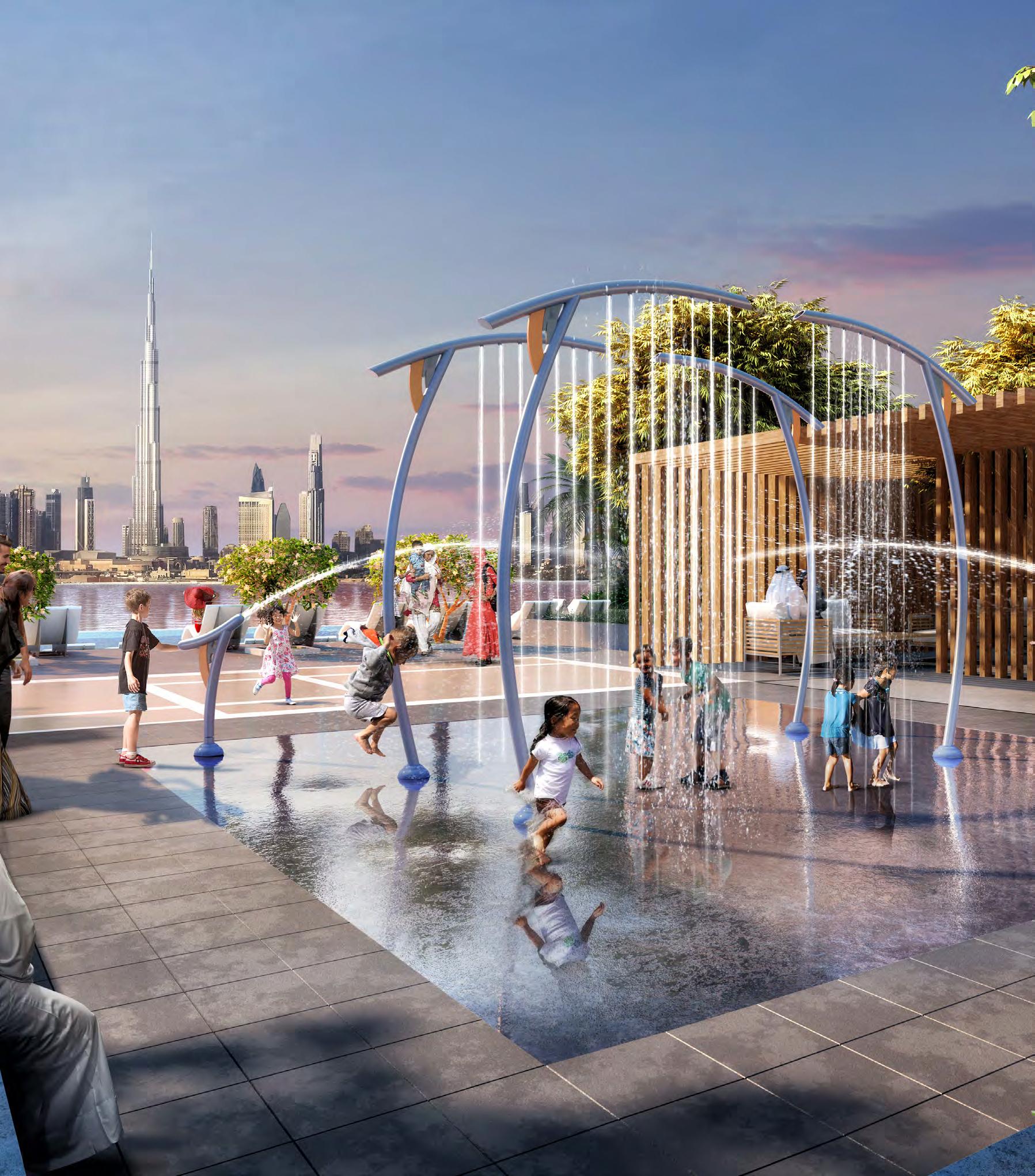 Luxury 1-bedroom apartment interior with waterfront view at The Grand, Dubai Creek Harbour