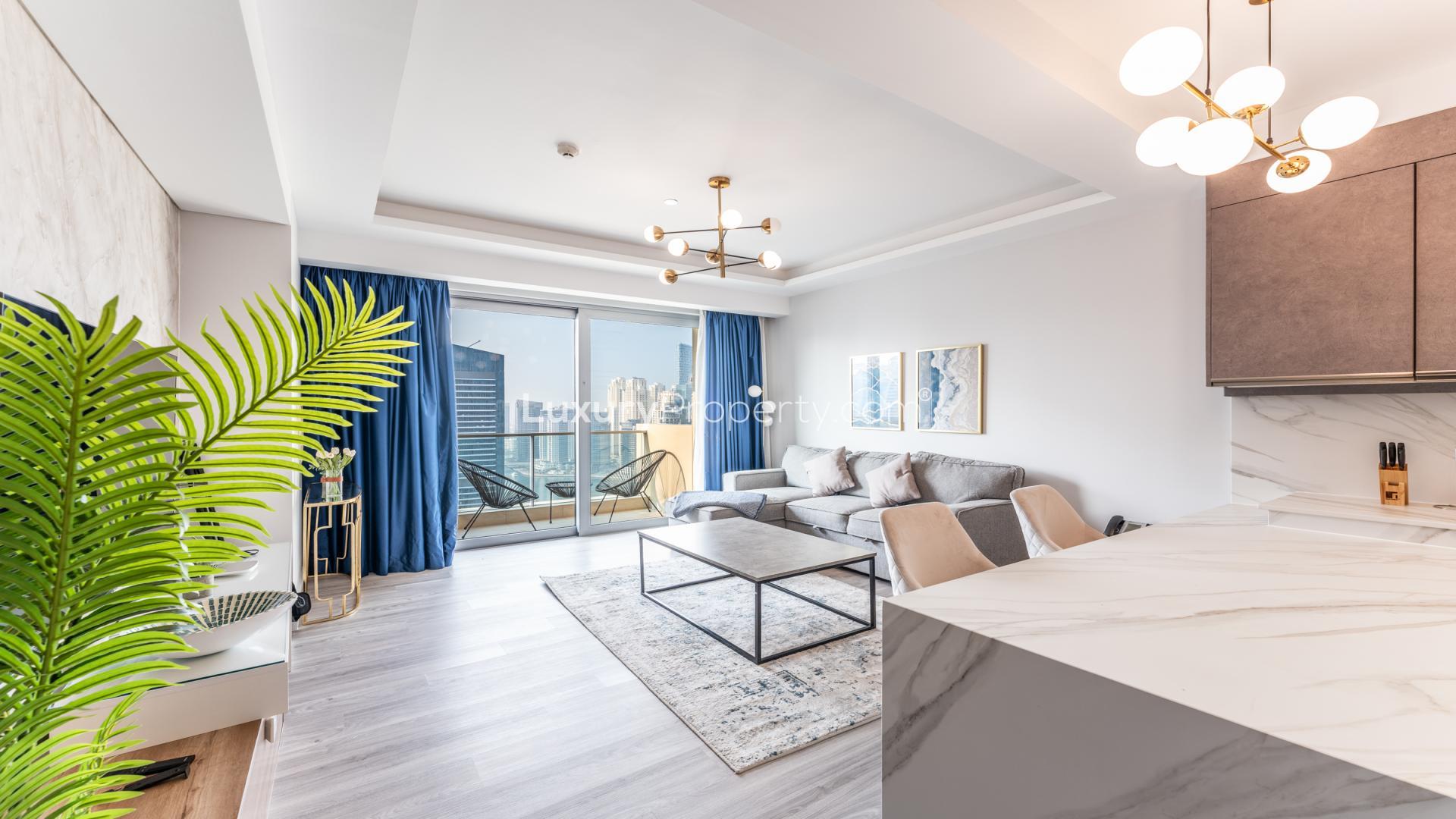 Stunning Marina views from upgraded apartment balcony at The Address Dubai Marina