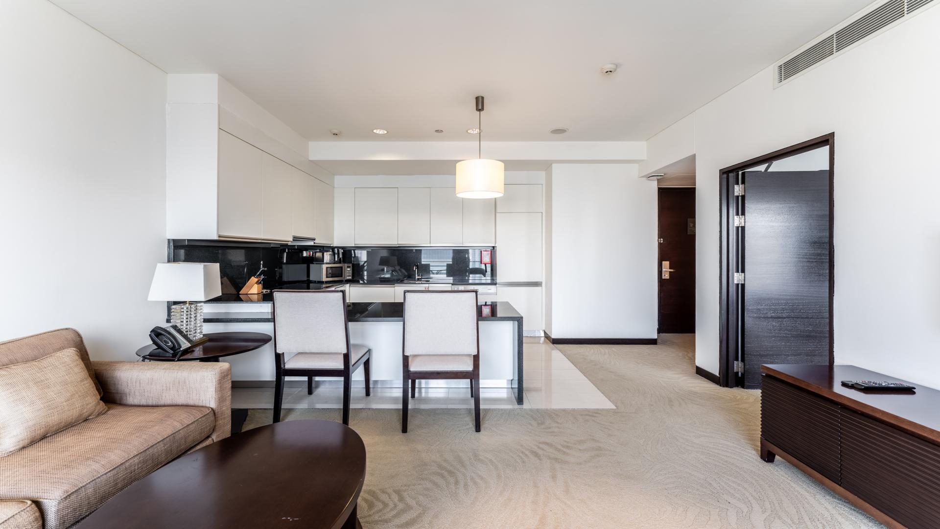 Modern one-bedroom apartment interior with marina view at JW Marriott, Dubai Marina